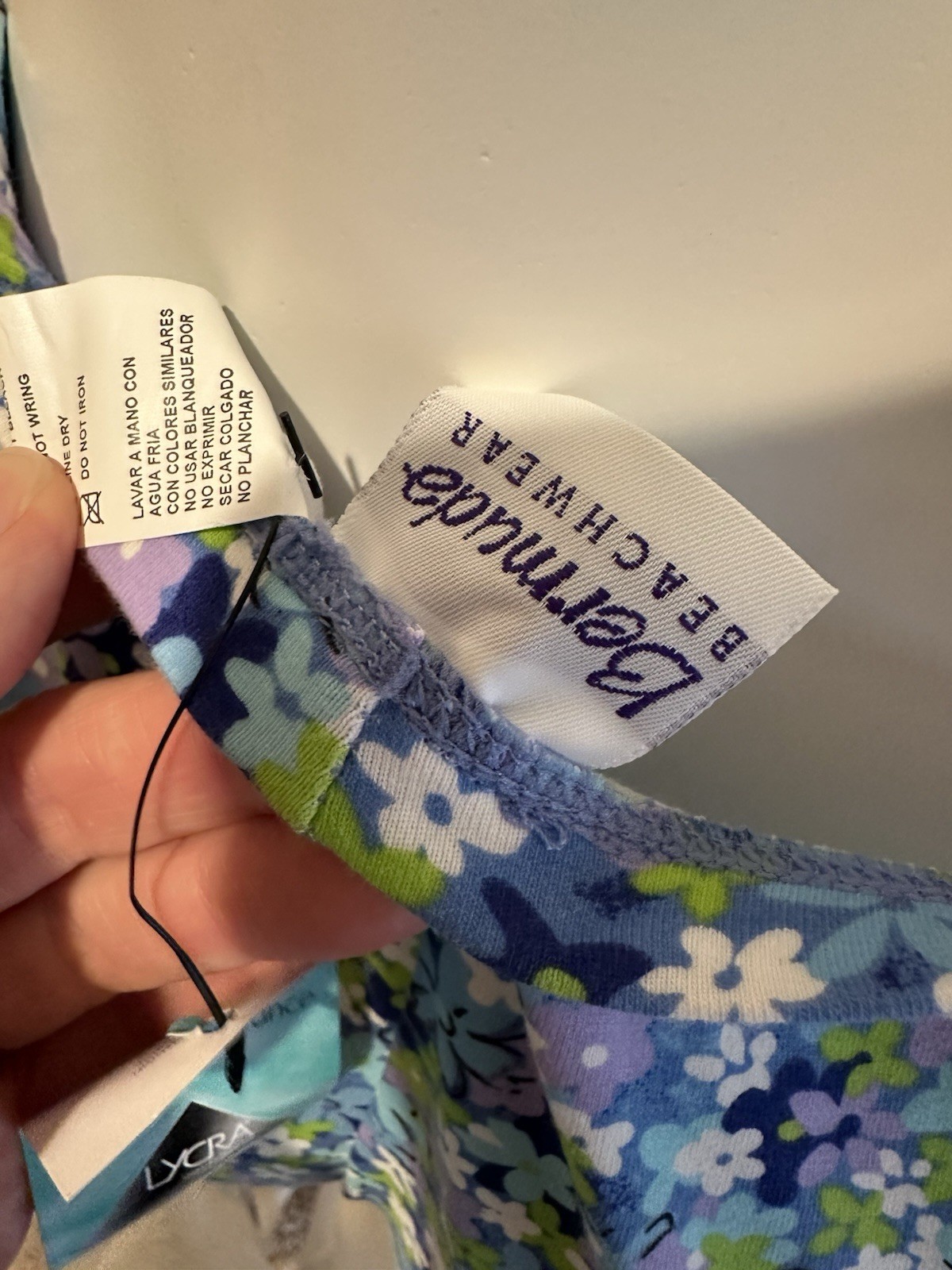Vintage 90’s Bermuda Beachwear Floral Cotton Polyester Bikini Top Boy Shorts L
