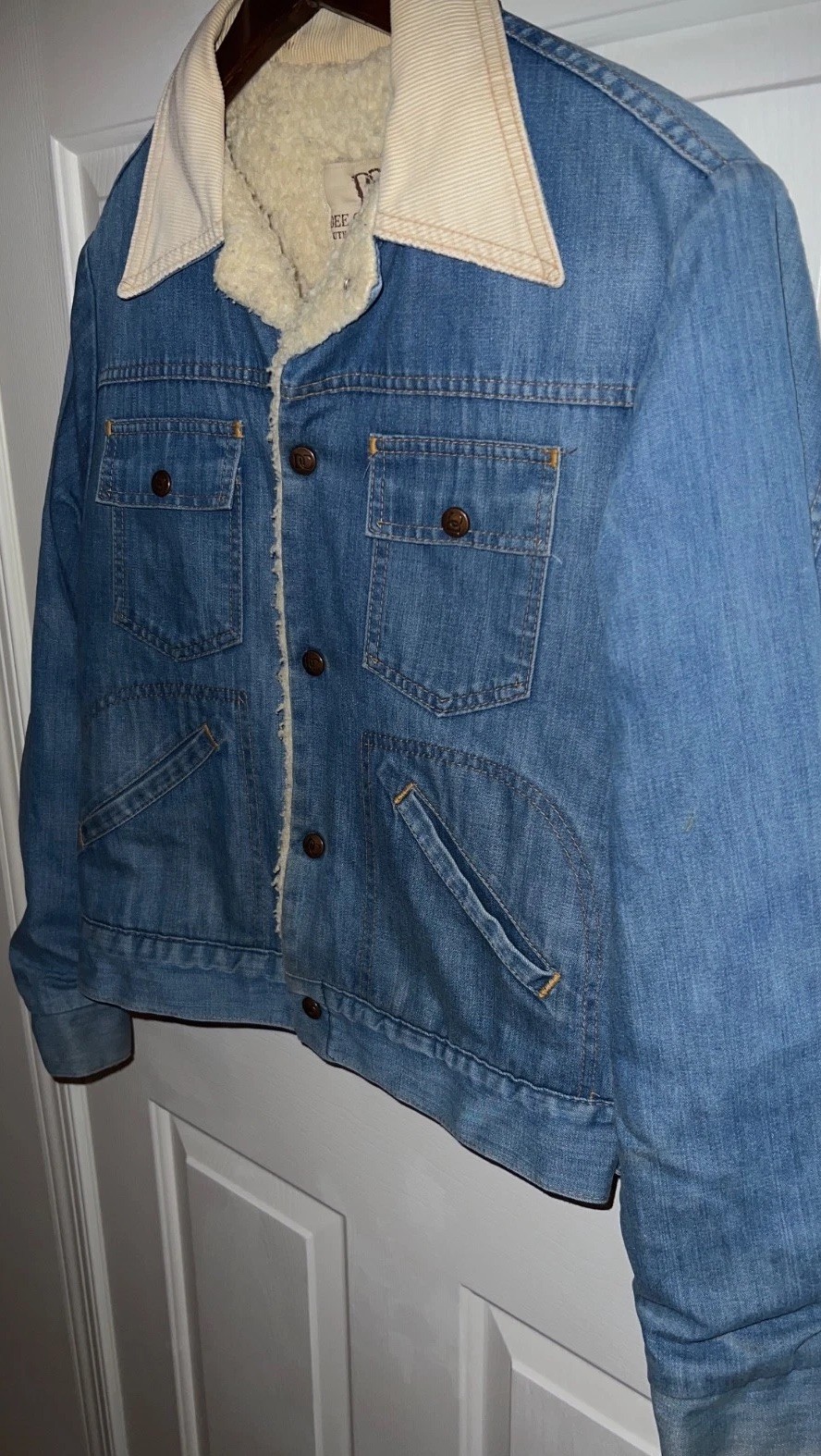 VTG DEE CEE Women ‘s 70’s Authentic Denim Sherpa Lined Trucker Jacket Size 36