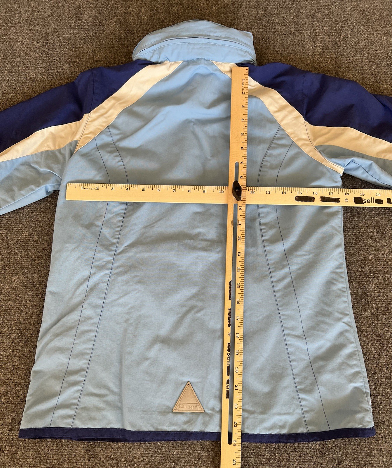 L.L. Bean VTG Womens Jacket Windbreaker 2-Tone Blue Packable Hood Nylon Large