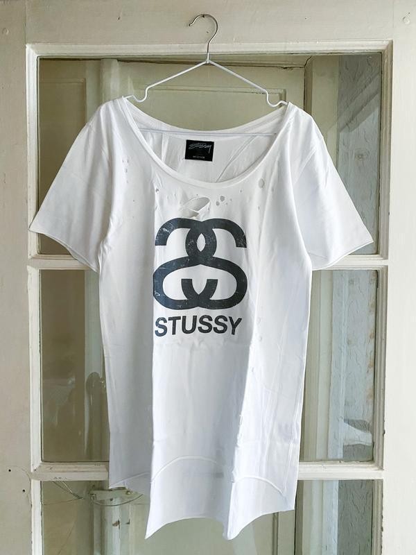 Vintage Stussy Women’s Distressed T-Shirt – Made in USA – Y2K , size M