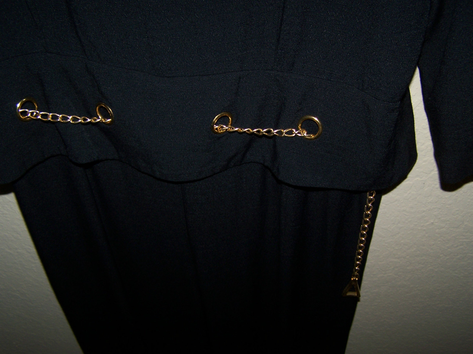 VINTAGE 1960s WOMENS BLACK MENU JUMPSUIT WITH GOLD CHAIN Size 16