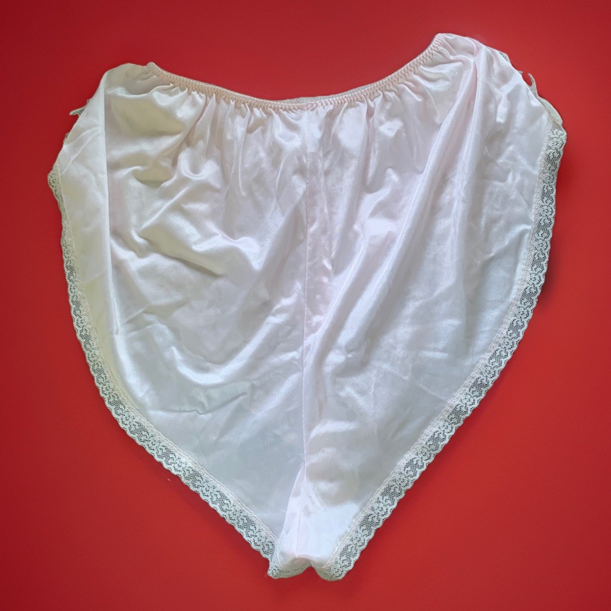 VTG JC Penney Pink Nylon Lace Panties Large 16-18 USA Granny Silky Satin Sheer