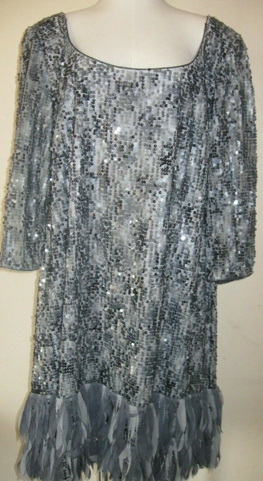 Vintage Silver Sequin Dress Ignite Evening wispy Sparkle Glitzy Dance Dressy 24W