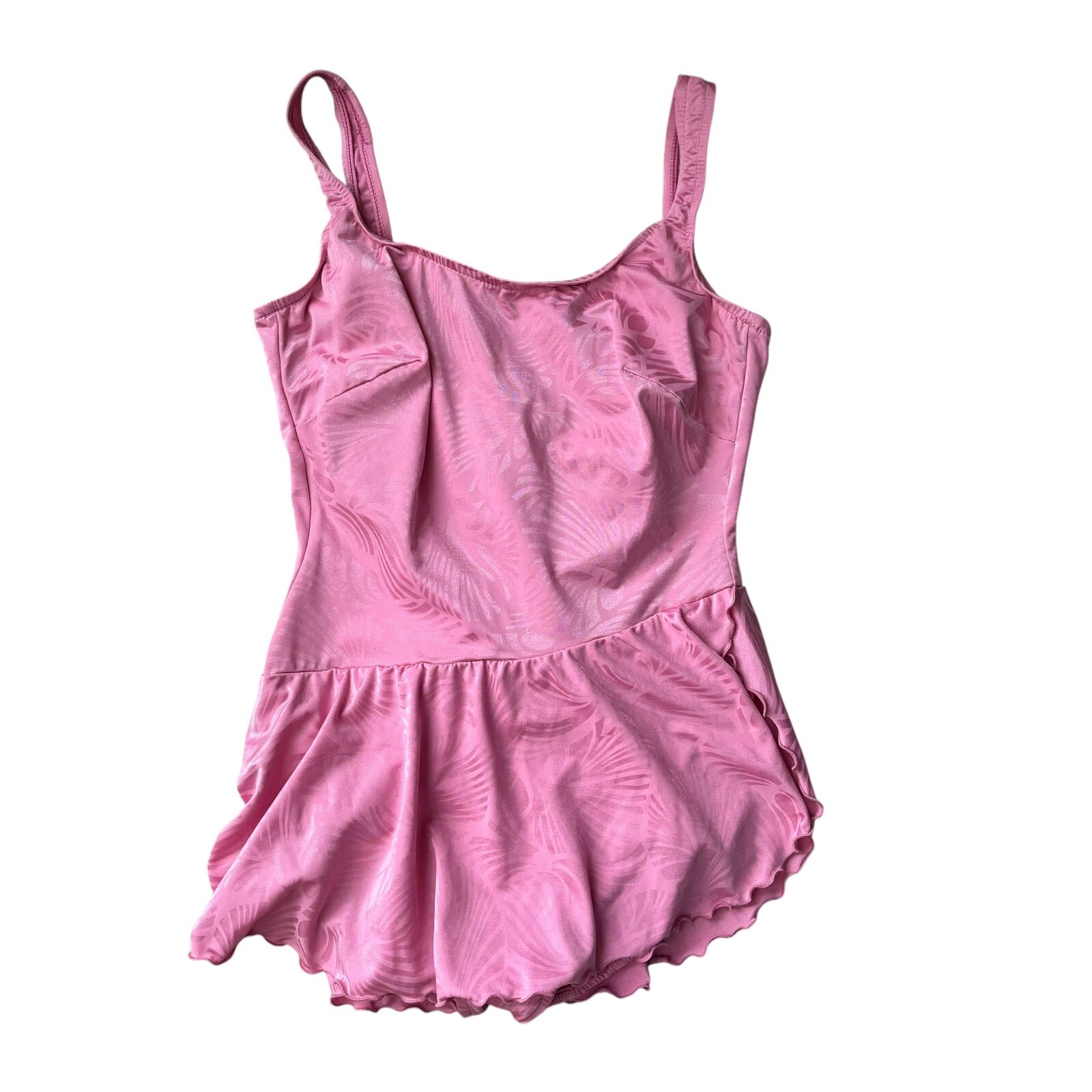 VINTAGE Louisa Brooks 1 Piece Retro Swim Dress Size 38 L/XL Pink Shelf Bra