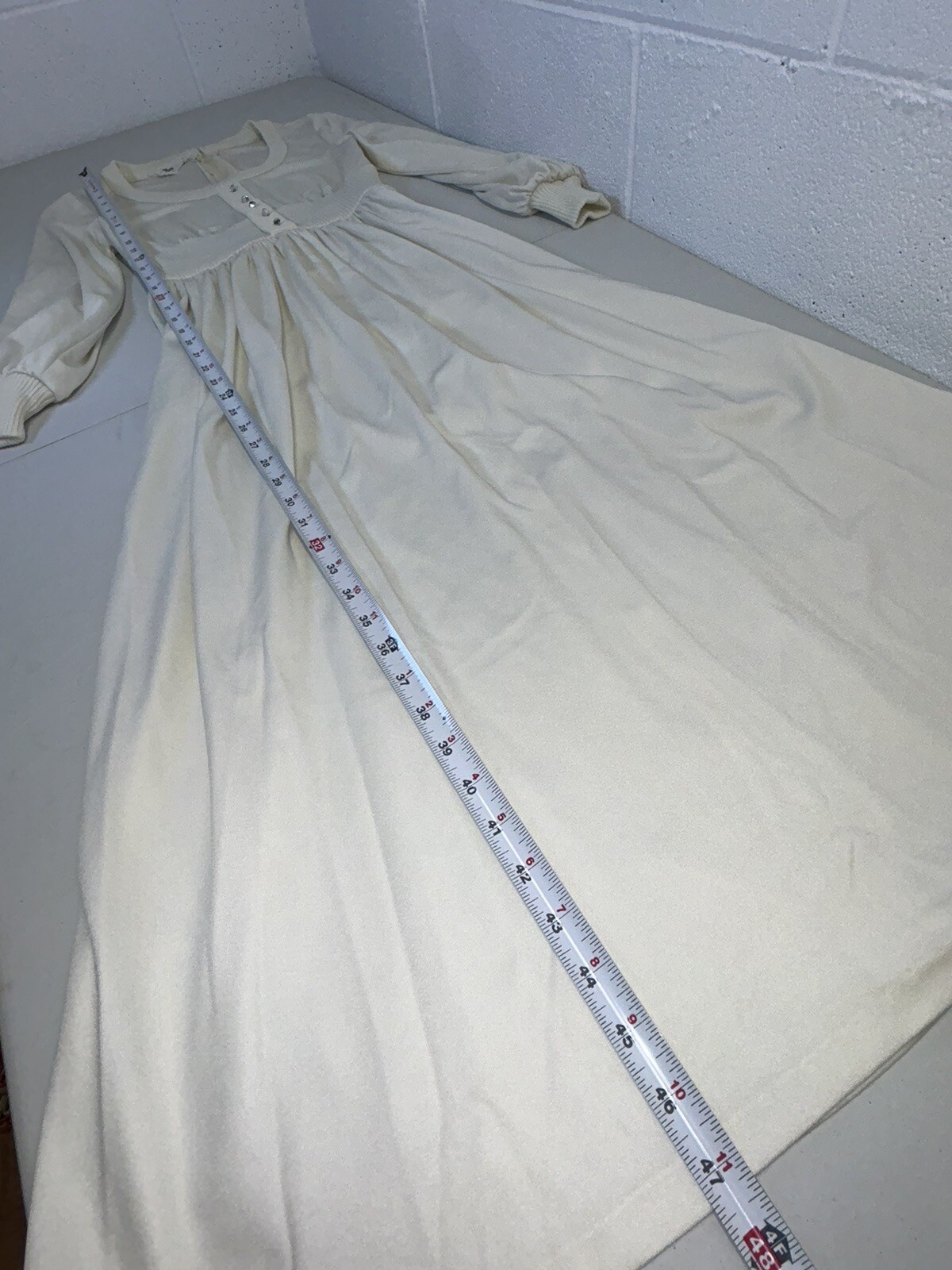Vtg Alison Ayres Monroe White Dress Stepford Wife Long Sleeved Small 60s A3