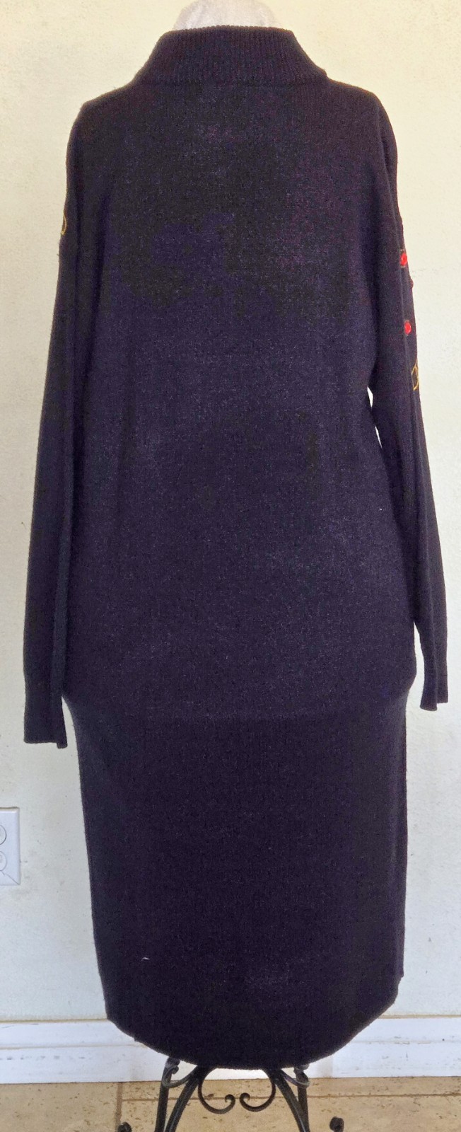 1980s PLAIN JANE by Sweet Baby Jane Black Embellished Sequined Sweater Dress M