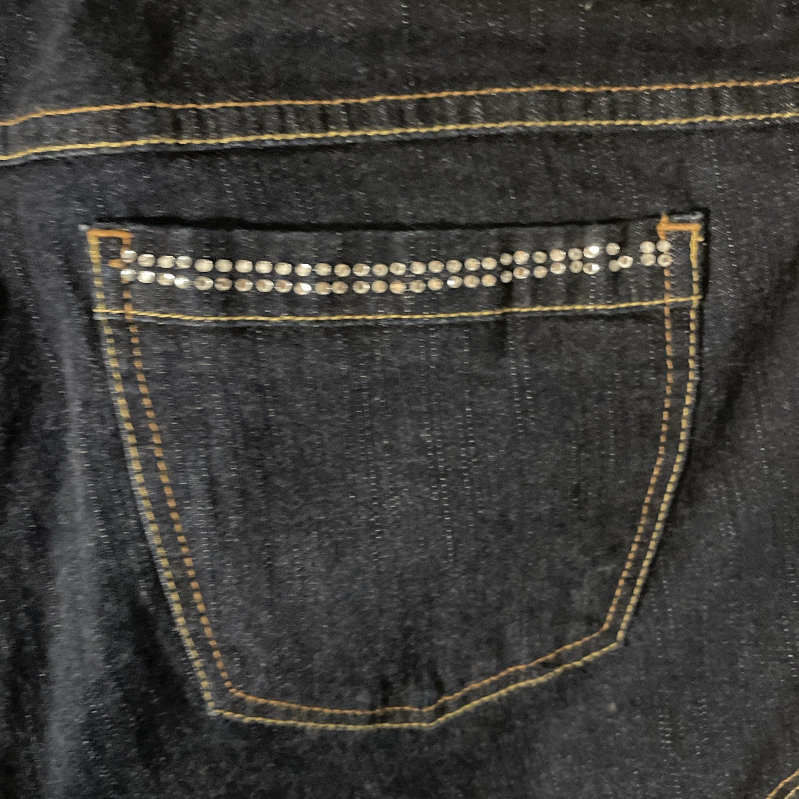 Vintage Baby Phat Rhinestone Cat Logo Straight Jeans Y2K Bling Dark Wash Size 13