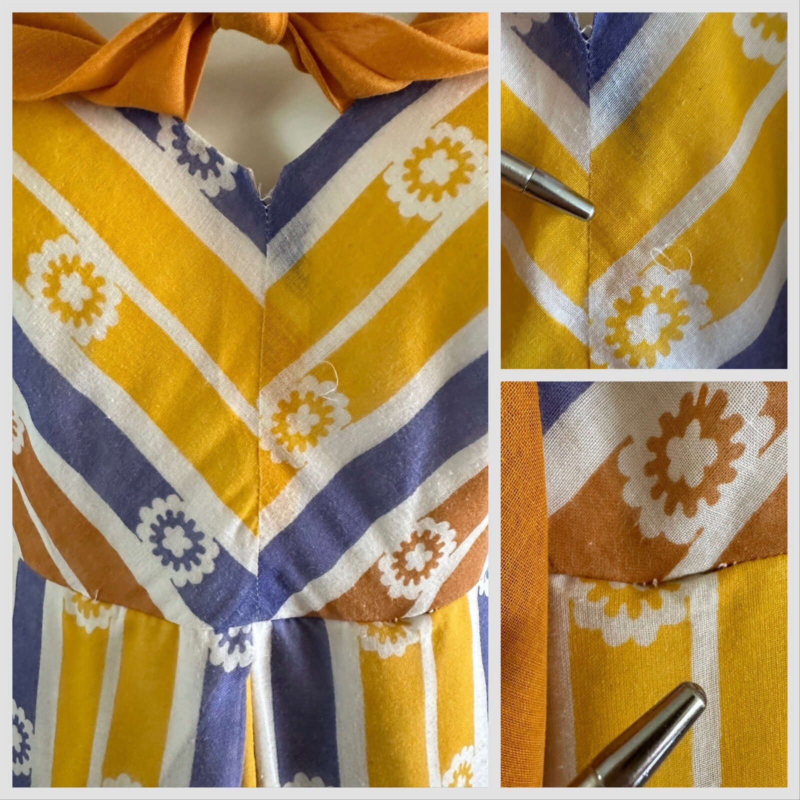 1970s Sears Hawaiian Fashions Maxi Dress Flower Power Daisy Groovy Mod 60s VTG