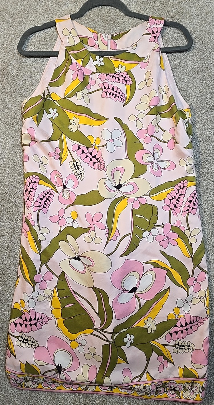 Donna Morgan Vtg Shift Dress 100% Silk Pink Lined Sleeveless Sexy Class Women 12