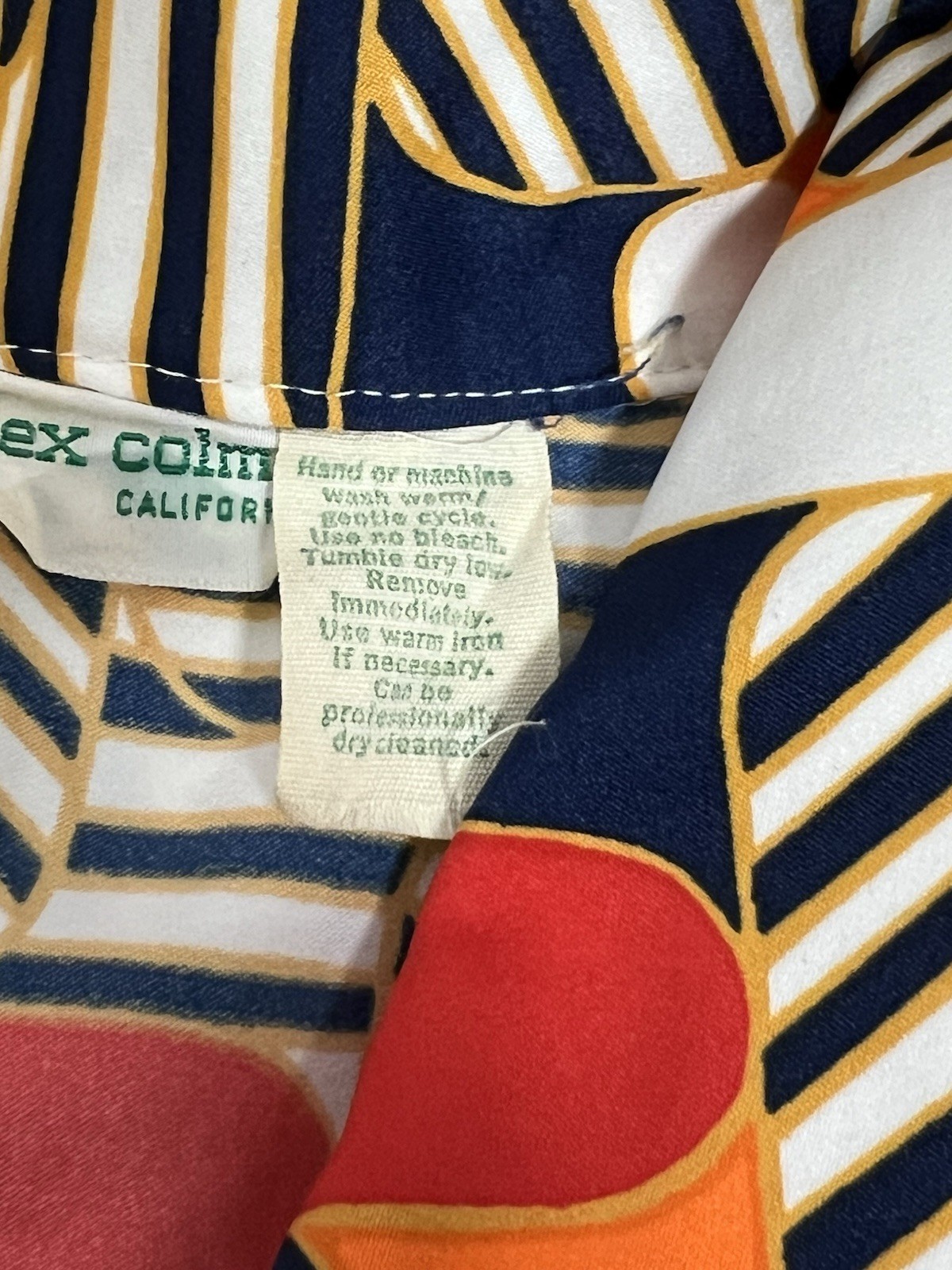 Vintage 1970s Alex Colman California Graphic Print Geometric Shirt Size M/L