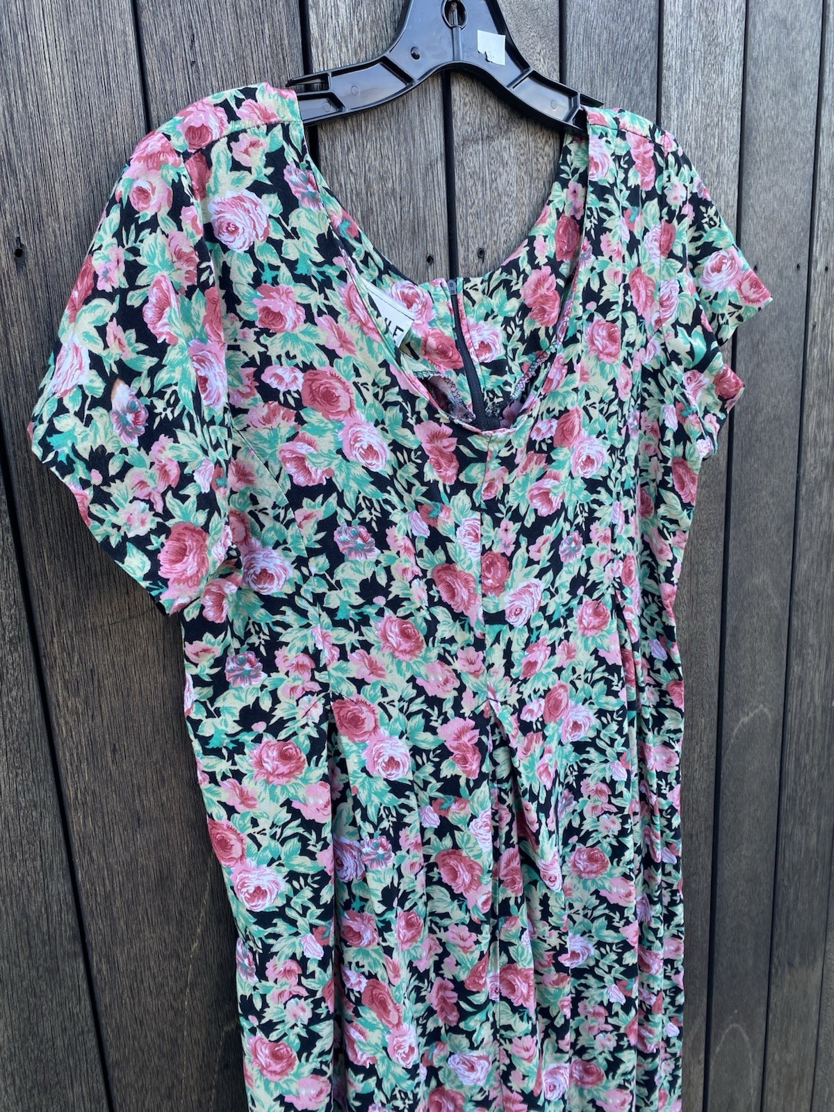 Vintage 1990’s Joule Energy Pink & Black Floral Jumper Wide Leg Jumpsuit M/L