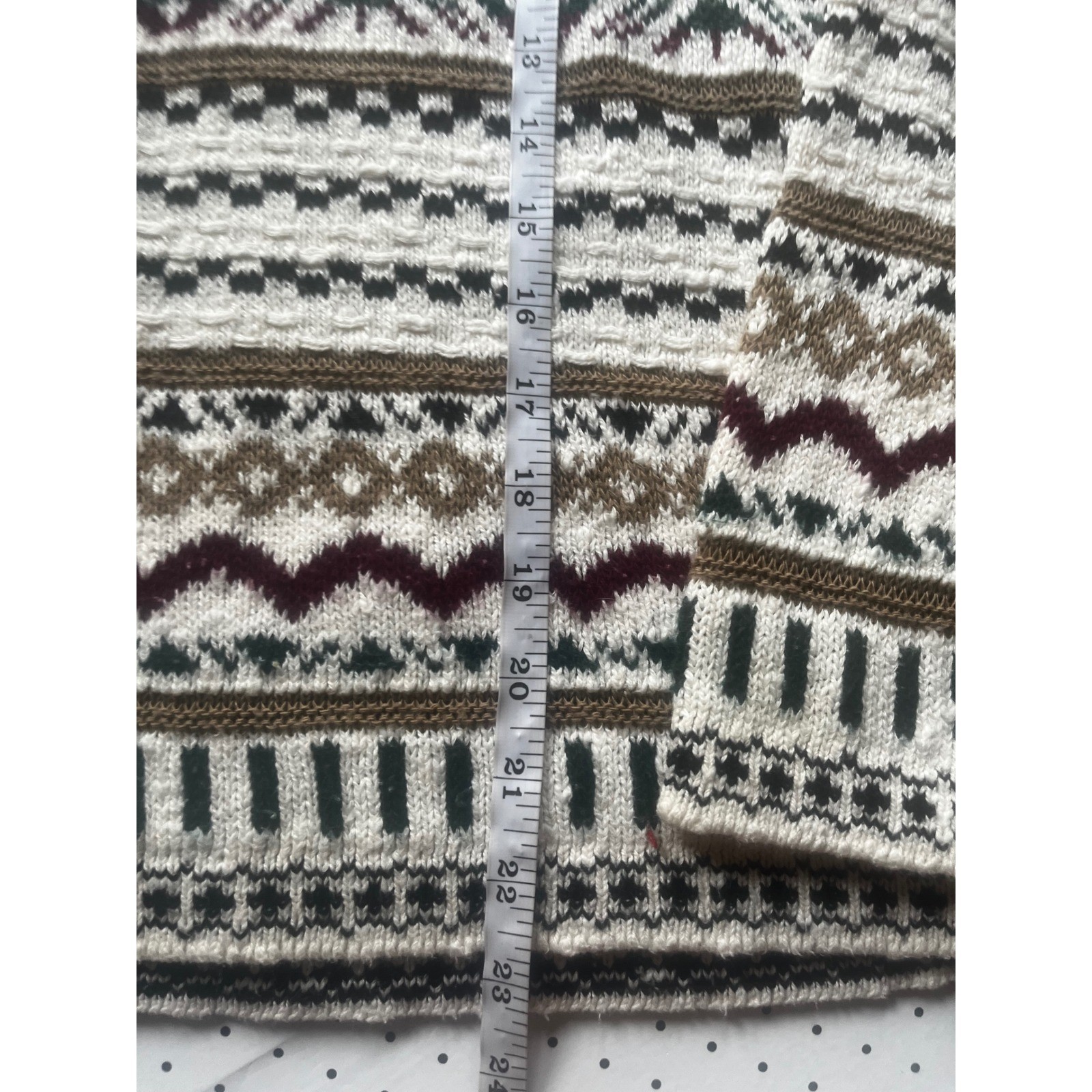 In Charge Vintage Fair Isle Mock Neck Sweater Womens Large Nordic Knit USA Made