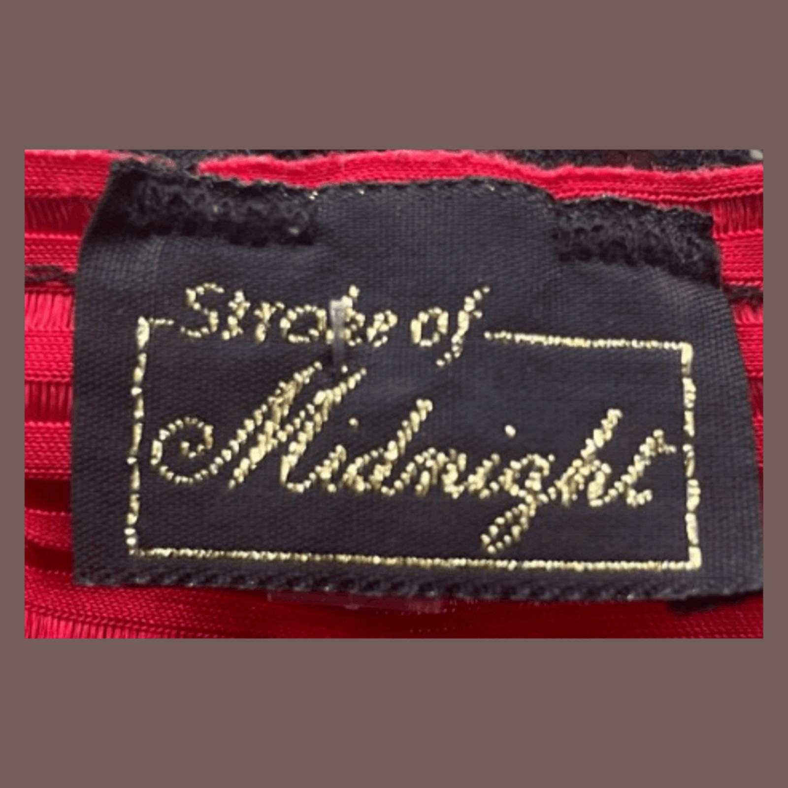 Vintage Stroke of Midnight Red Lingerie Top Black Lace Size L 80s