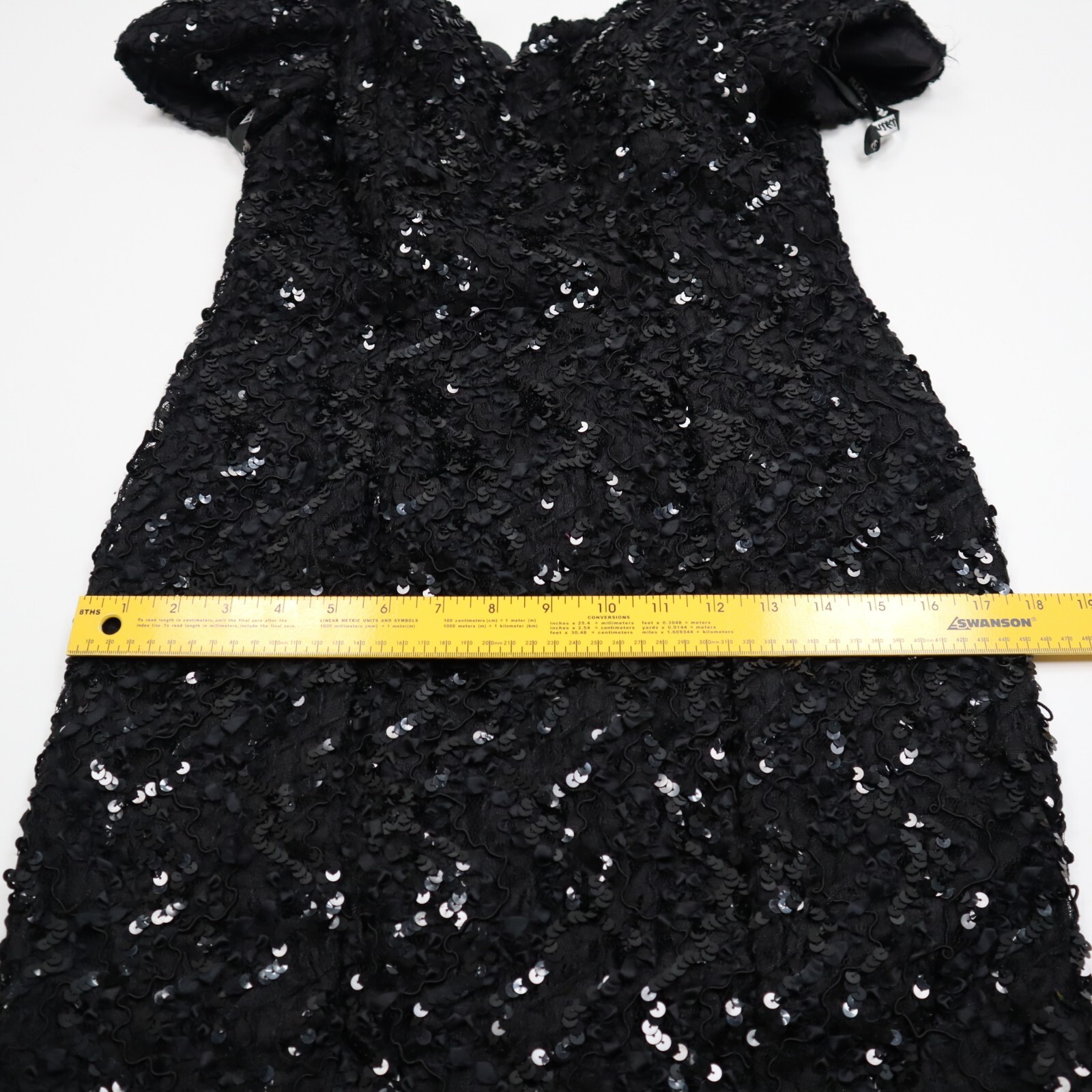 Vintage Karen Lucas for Niki Black Sequin shoulder dress size 8 prom tea