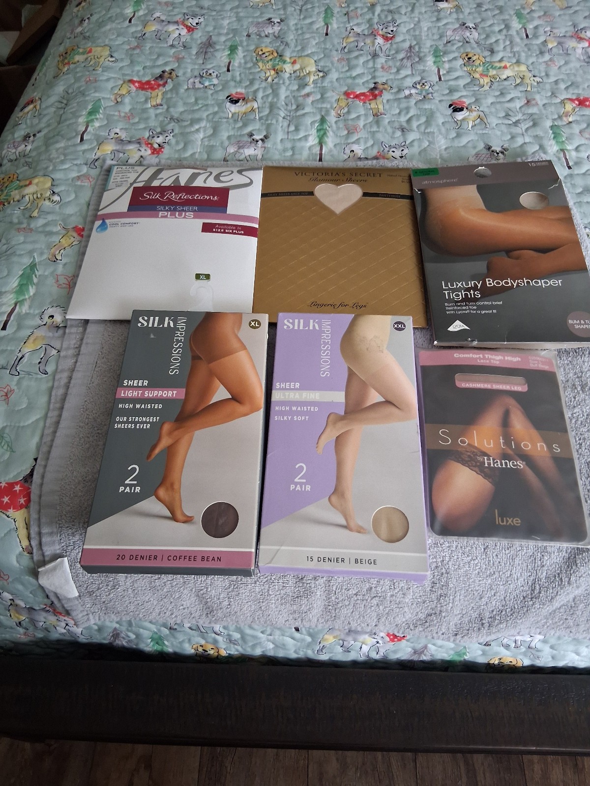 DISCONTINUED 7 PAIR PANTYHOSE 1 PAIR THIGH HIGH LOT ASSORTED SIZES NEW OLD STOCK