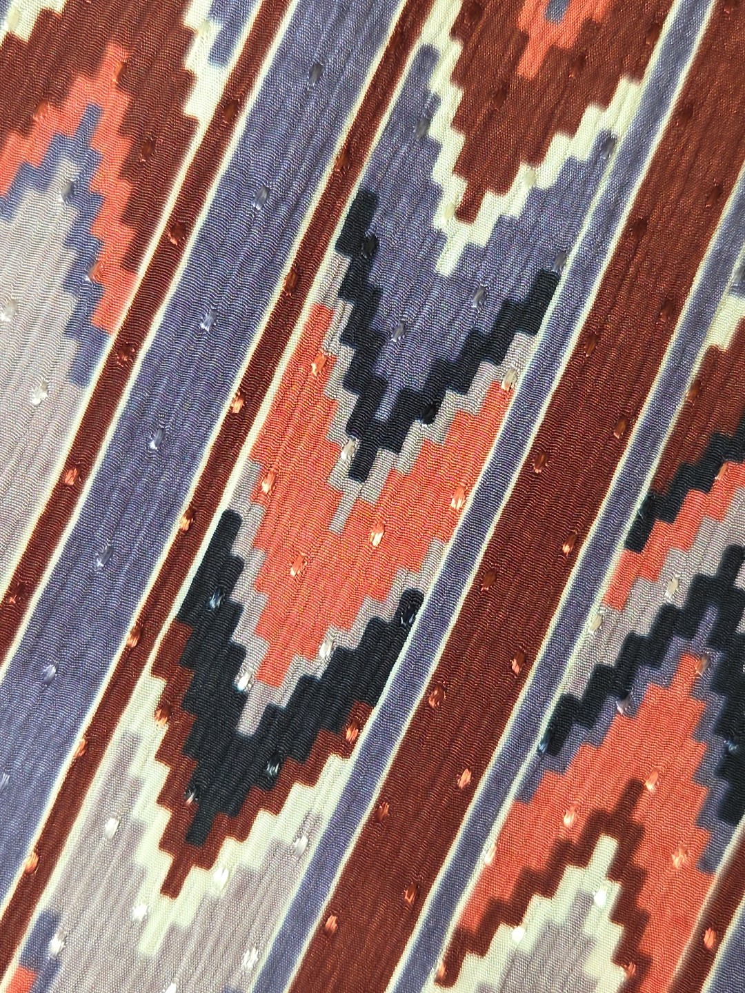 Vtg 1980s Mollie Parnis Studio Dress Aztec Print Satin Women’s 6 Secretary