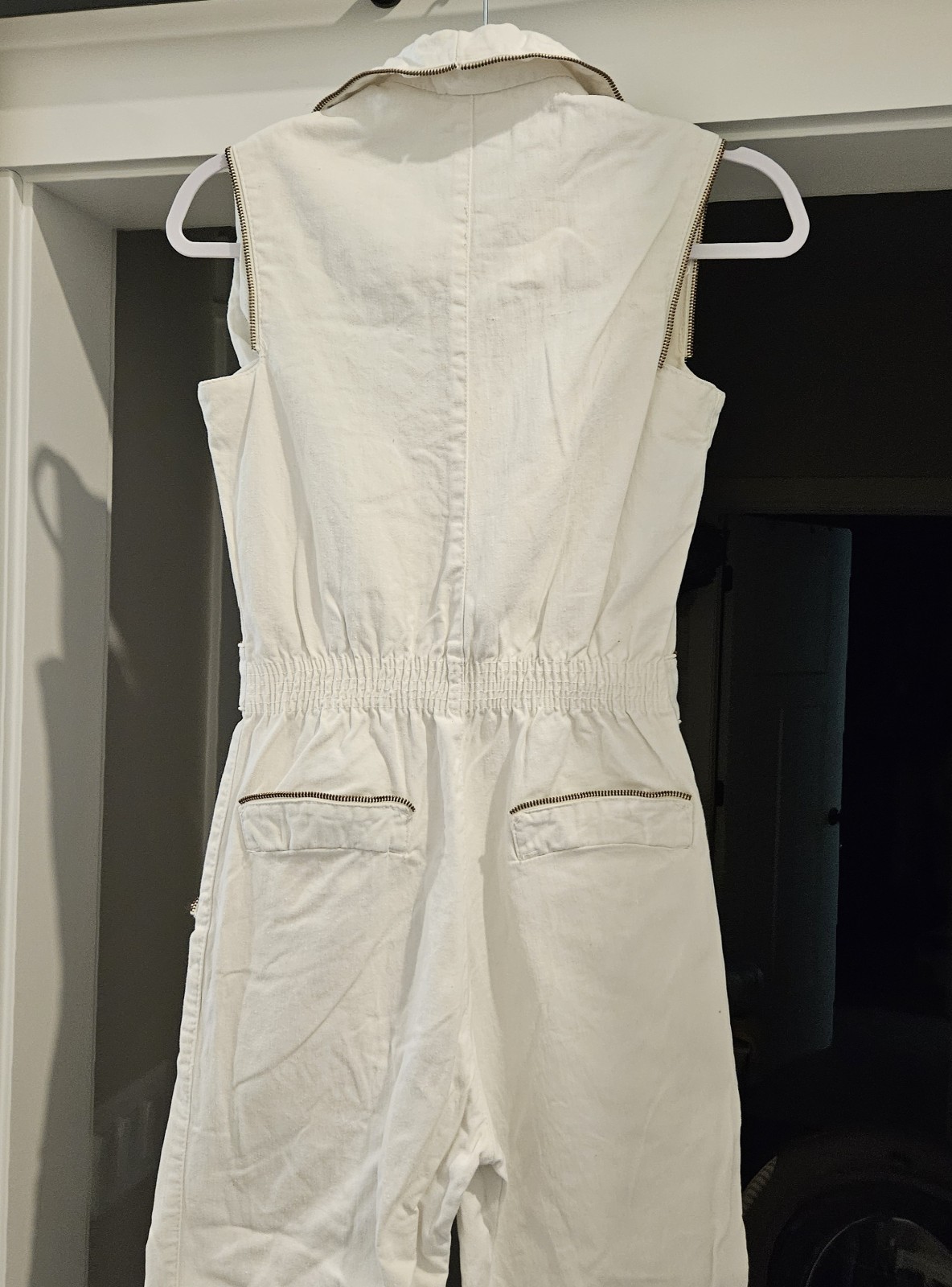 RARE Vintage 1970s Victory 1 Women’s White Denim Jumpsuit Size S/M TALON ZIPPER