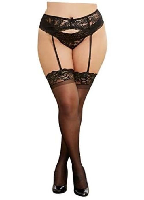 Women’s plus-size Plus Size Scalloped Lace Garter Belt One Size Black