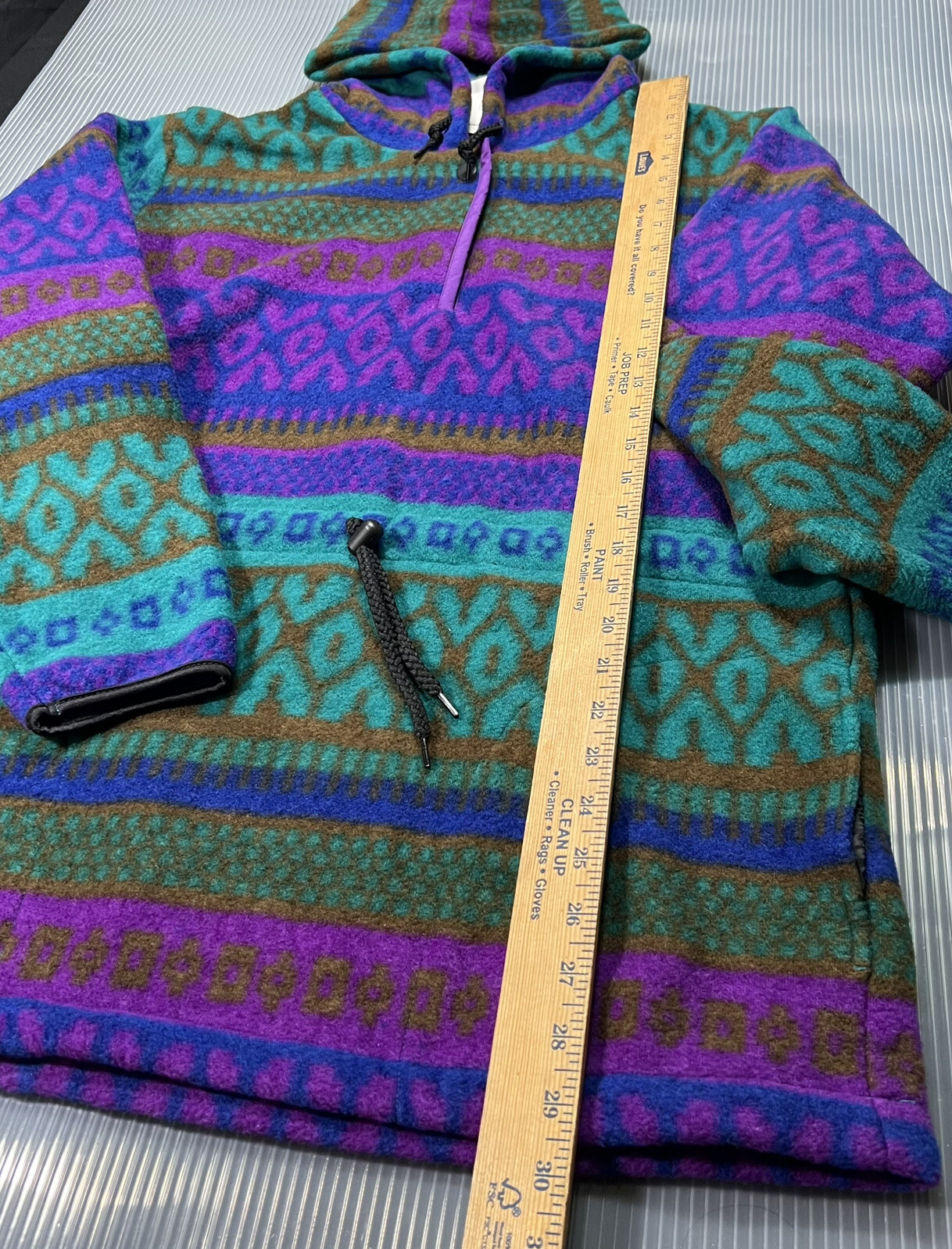 Vintage Sunbuster Geometric Fleece Pullover Hoodie Size M USA Made Style 2607