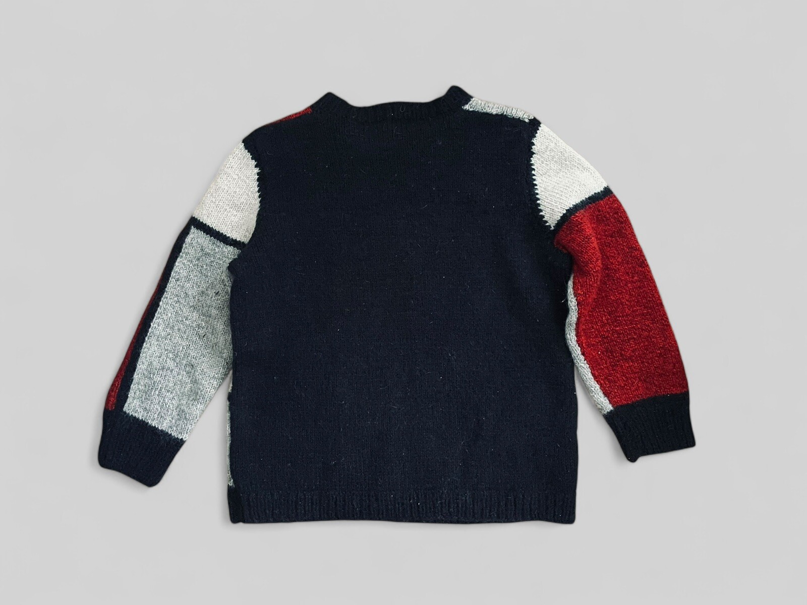 VTG Black Cat Patchwork Sweater Handmade Color Block Retro 80’s 90’s Grunge S/M