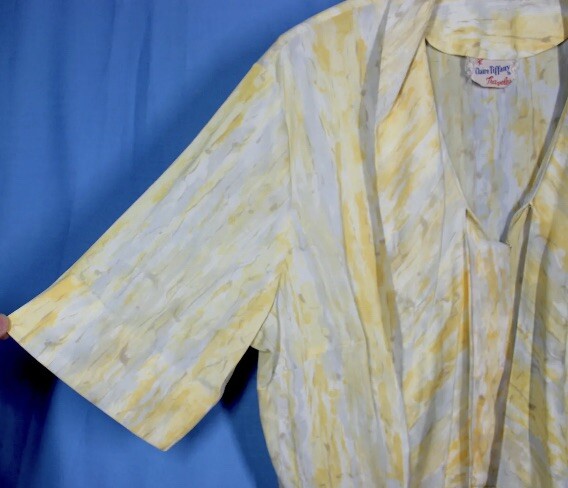 Vtg 60s Claire Tiffany Traveler Jersey Dress XXL w37 Plus Rayon Pussy Bow
