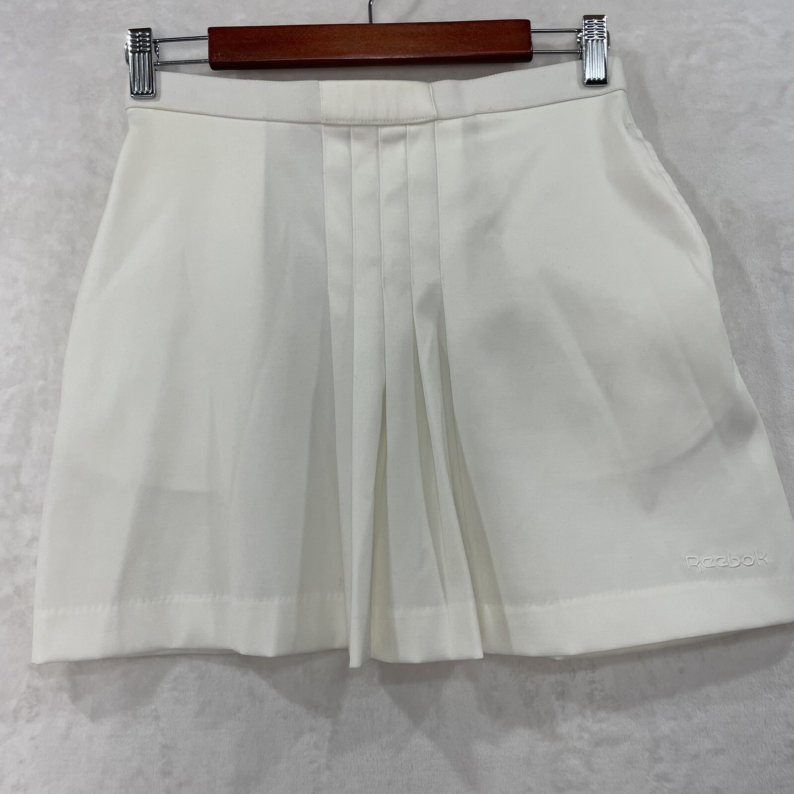 VTG 70s 80s REEBOK Tennis Mini Skirt XS S Pleated Crisp Poly Cotton Lyra Pockets
