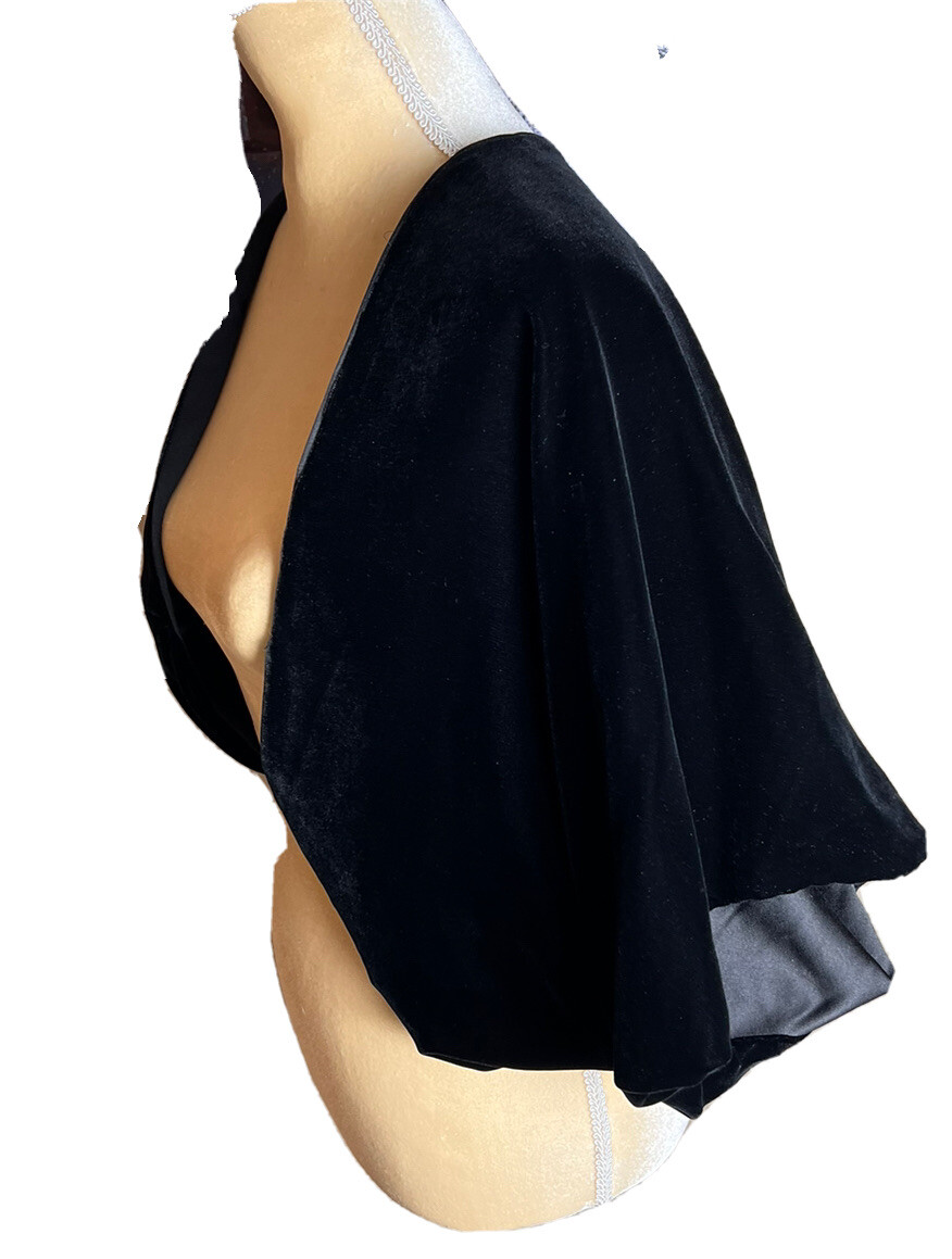 Vintage Giorgio Armani Black Velvet Bolero Shrug Satin Liner W/Studded Signature