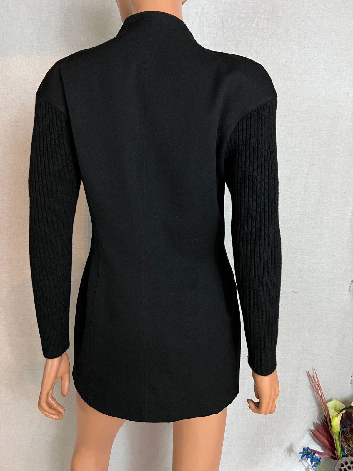 VTG 80s Eleanor P Brenner Black Jacket Blazer Sweater Like Sleeve 4 Measures M