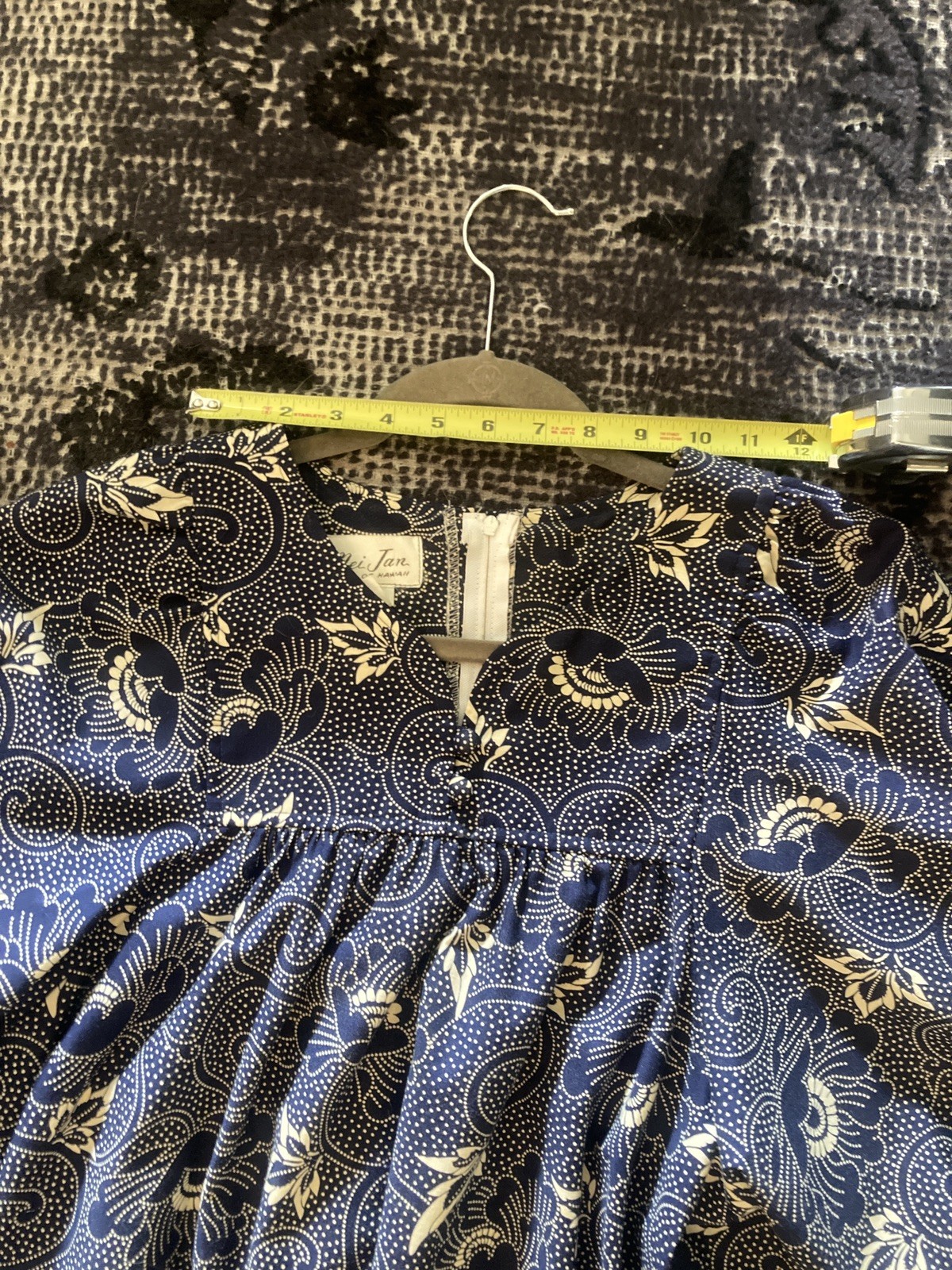 Vtg Mei Jan of Hawaii 60’s 70’s Muumuu maxi boho dress blue floral cotton hippy