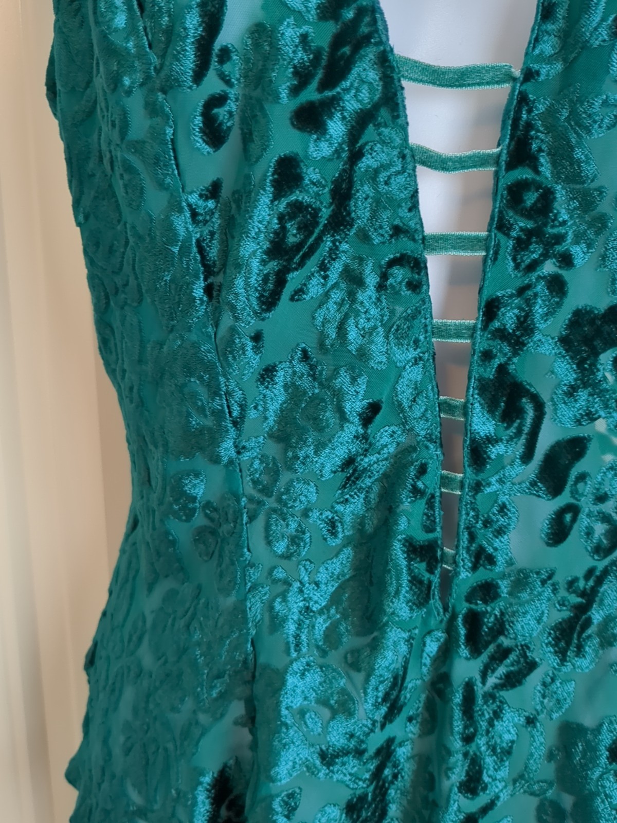 Vtg Victorias Secret Teddy Flutter Leg Green Velvet Burnout Gold Label Small