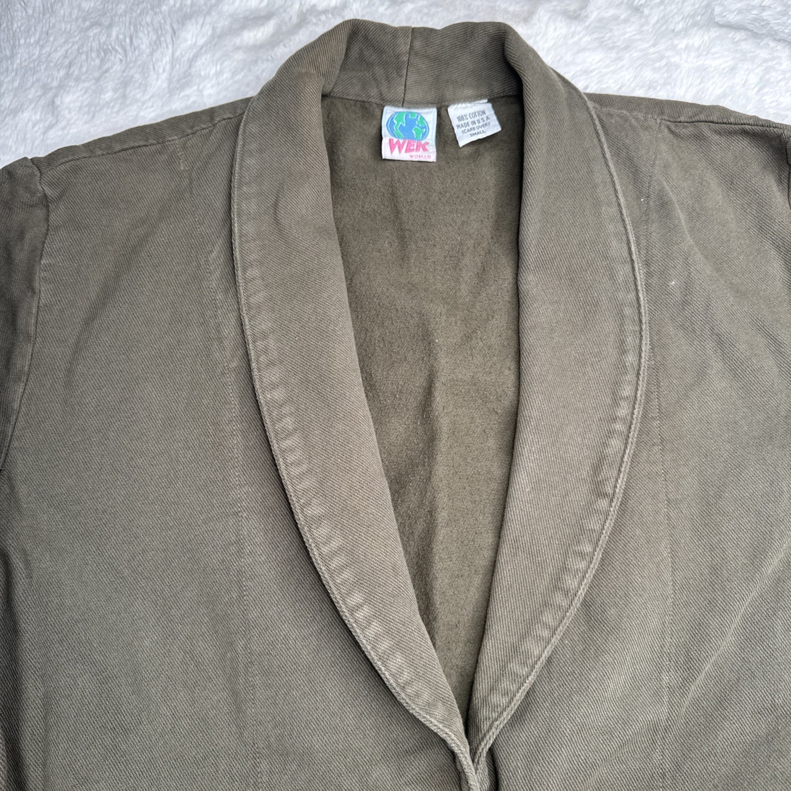 Vintage WEK Woman 100% Cotton Blazer Jacket 80’s Oversized Soft Chore Size S
