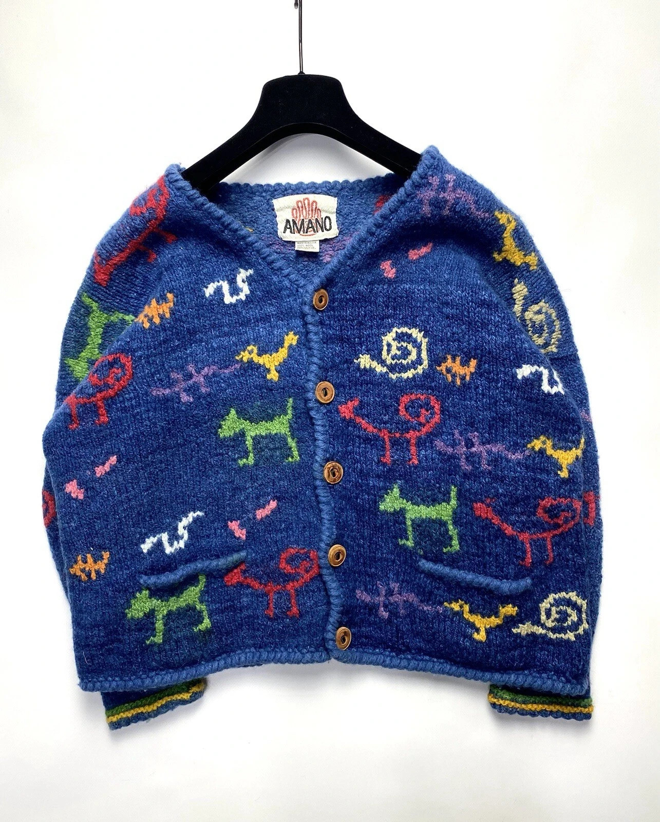 Amano RARE Archive Vintage Knit Sweater 80s–90s Geometric Patern – Size S–M