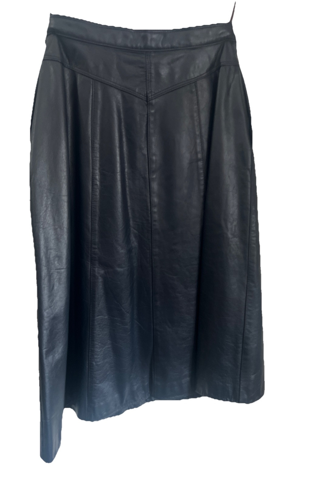 Long Etienne Aigner Leather Skirt Vintage 70s 80s S Navy Blue