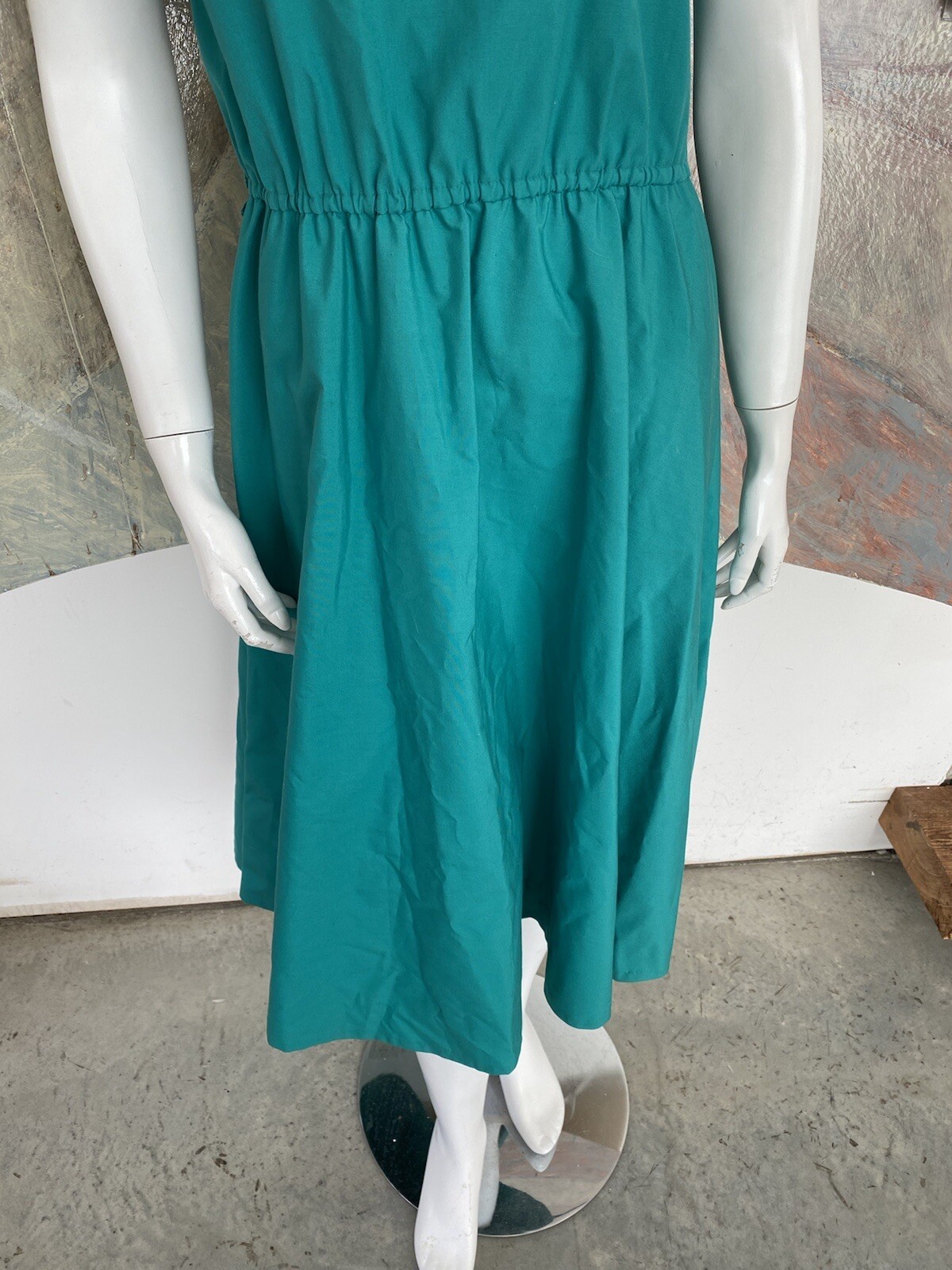 Vintage Darian Green Blue Fit And Flare 1980s Dress Size 8