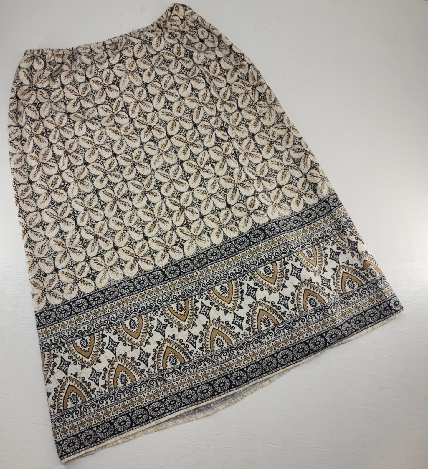 Vintage Liz Claiborne 1X | Silk Boho Wrap Maxi Skirt Earth Tones Geo Print