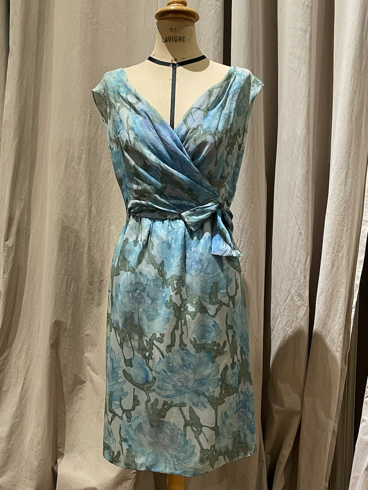 Vintage Silk Draped Wrap Cresta Couture Cocktail Or Daydress 60’s Size 6