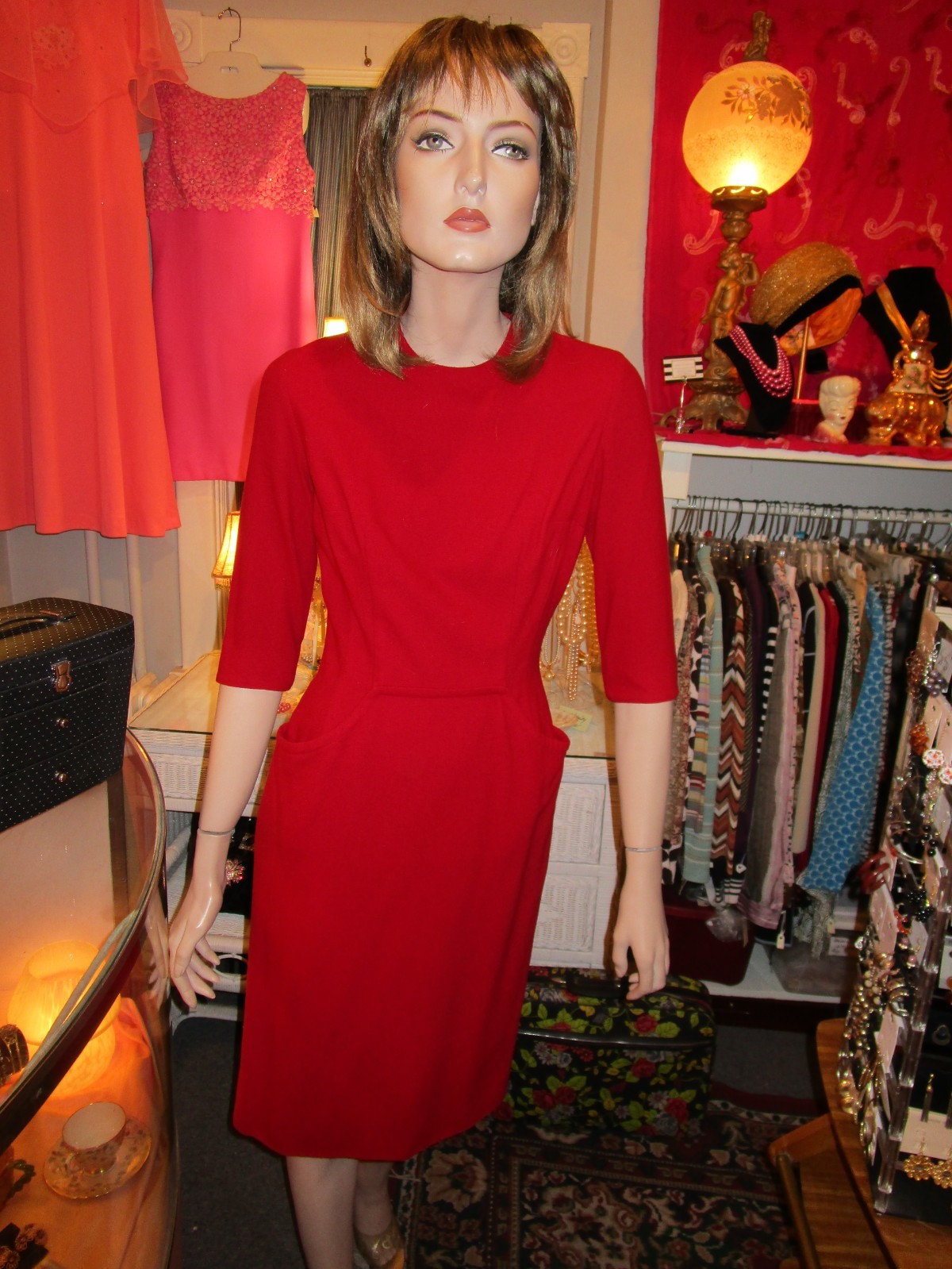 Vintage 1950s Ladies Red Wool Wiggle Dress by „Minx Mode”