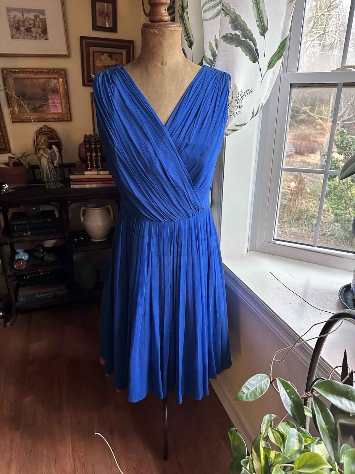 Lilli Diamond California VTG Blue Chiffon Party Prom Dress Womens Sz Small