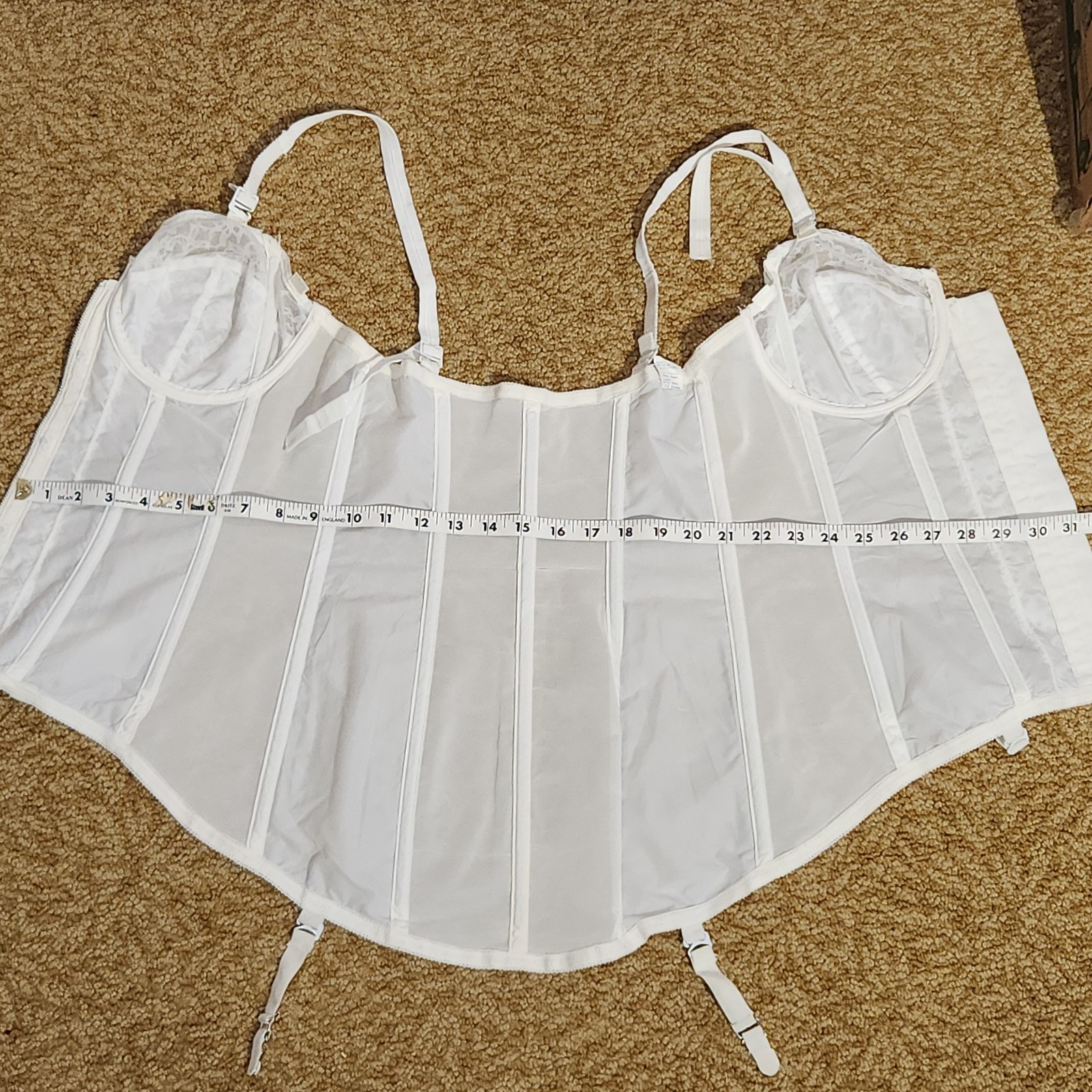 Vintage JC Penny 1960s Size 38 C Metal Clasp White Bustier with Adjustable Strap