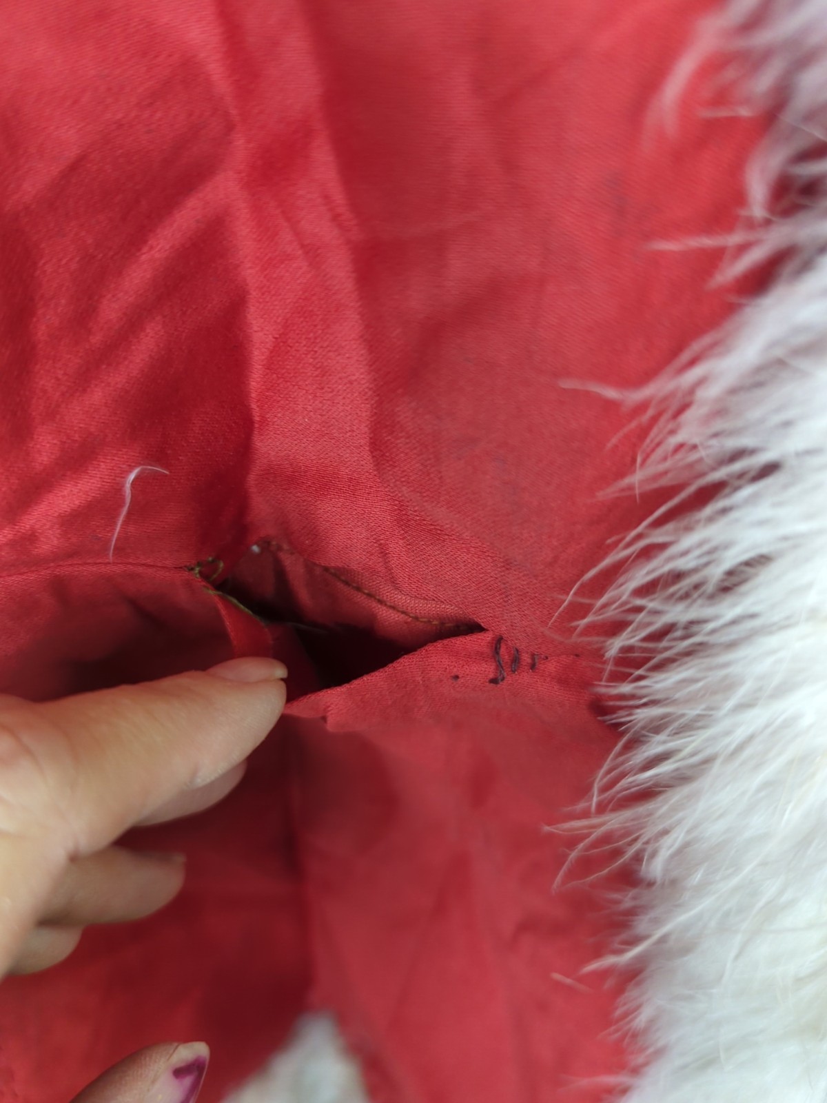 VTG Early 1960s Handmade Red Velvet Sequined Vest White Faux Fur Trim Boho S/M