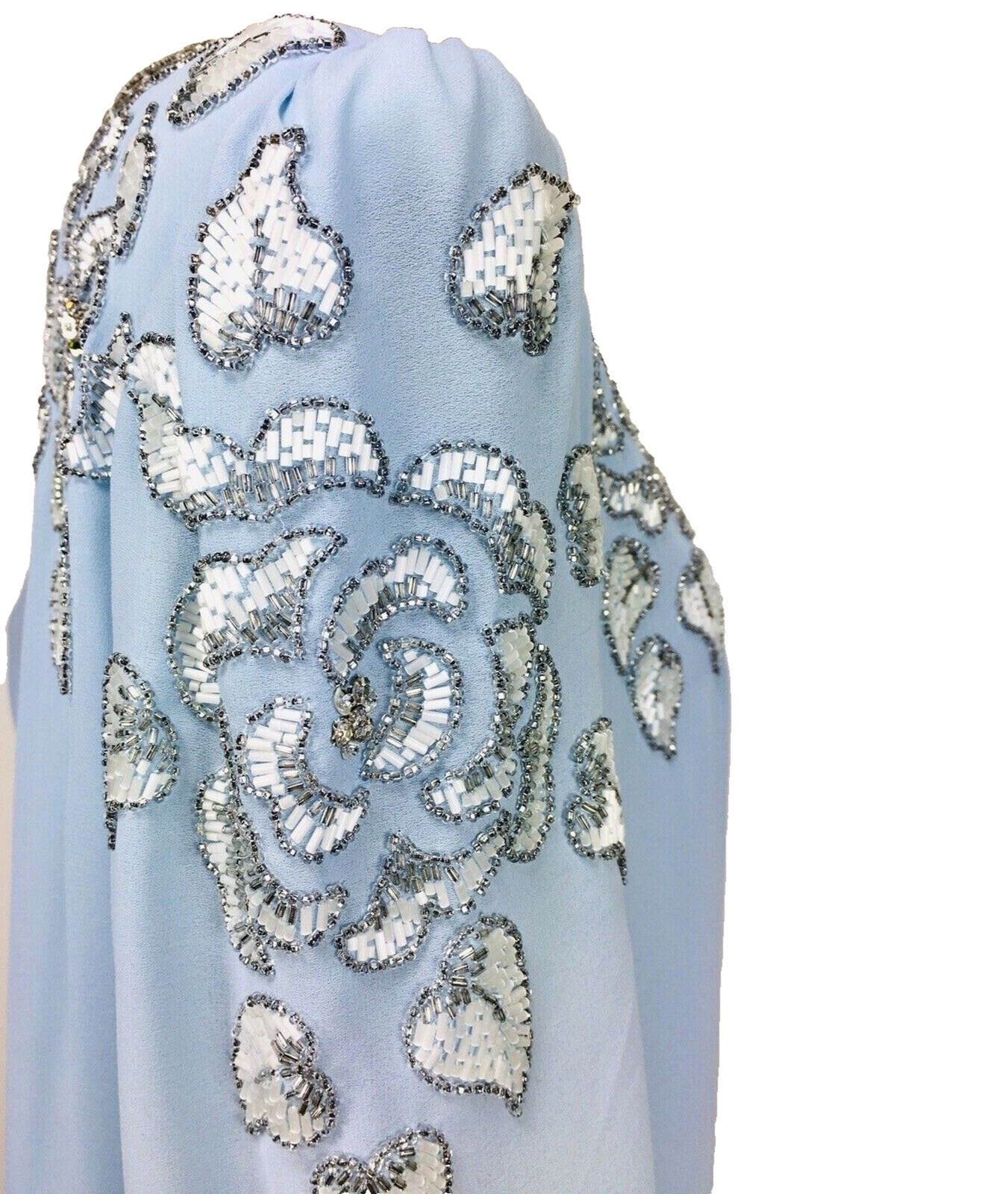 Vintage 60s Victoria Royal Ltd British Crown Full Length Beaded Silk Gown