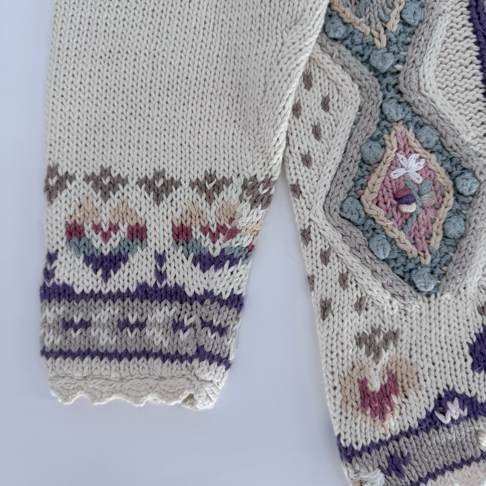 Vintage 90s Cottagecore Floral Tunic Sweater | Embroidered Boho Granny Core L