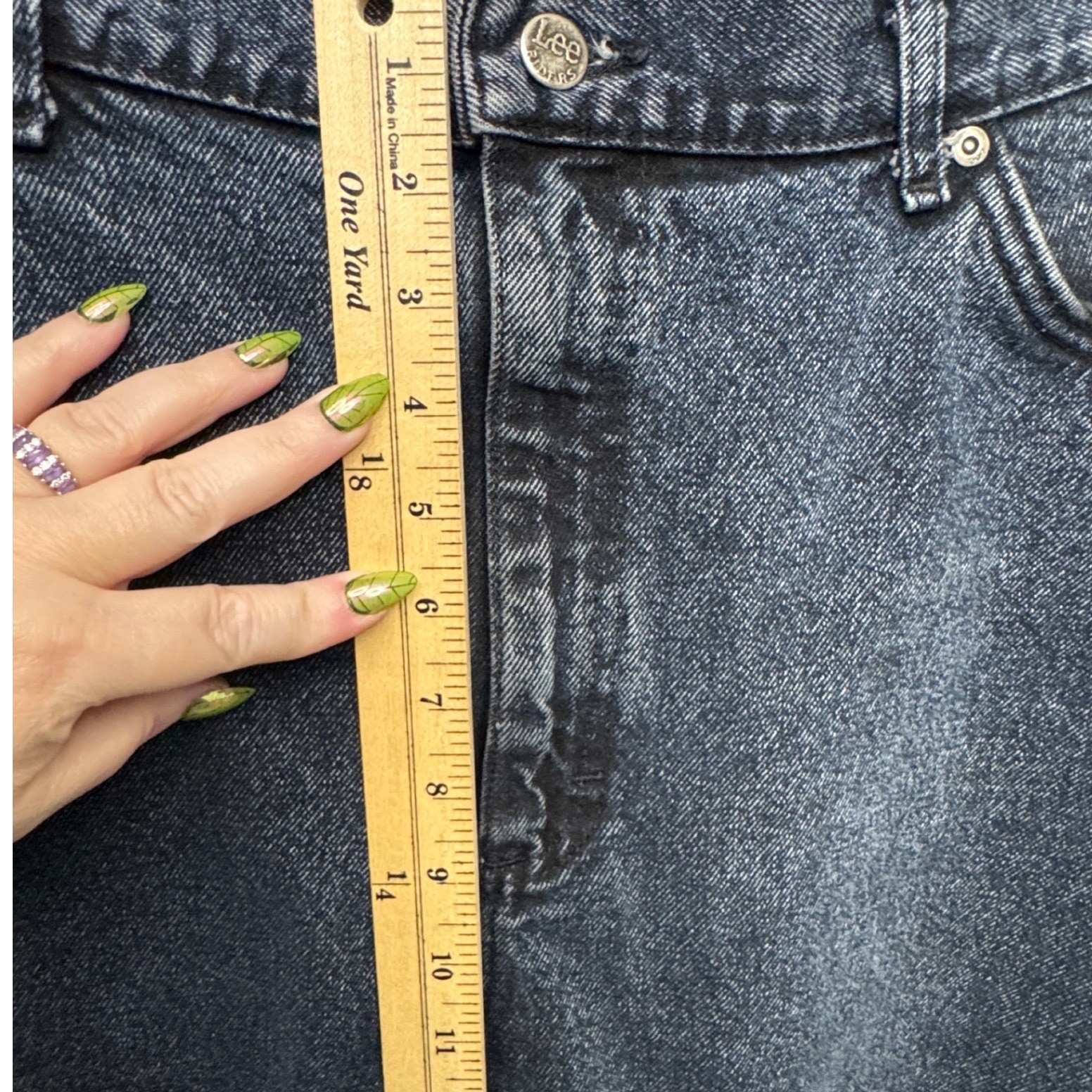 Vintage Lee Riders High Waisted Tapered Leg Acid Wash Black Jeans USA Made 18M
