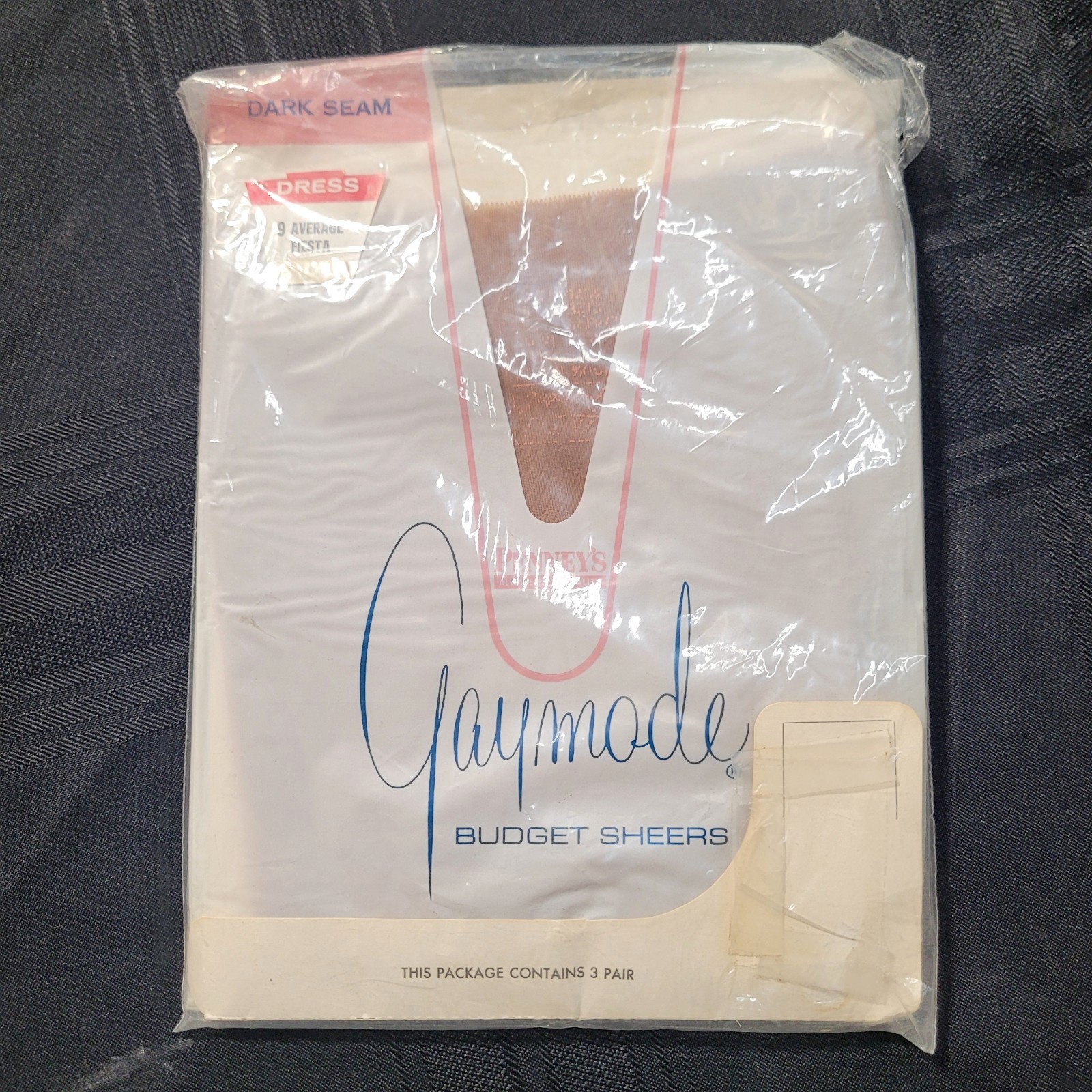Vintage 60’s JC Penney’s Gaymode Fiesta Nylons Size 9 Dark Seam Deadstock