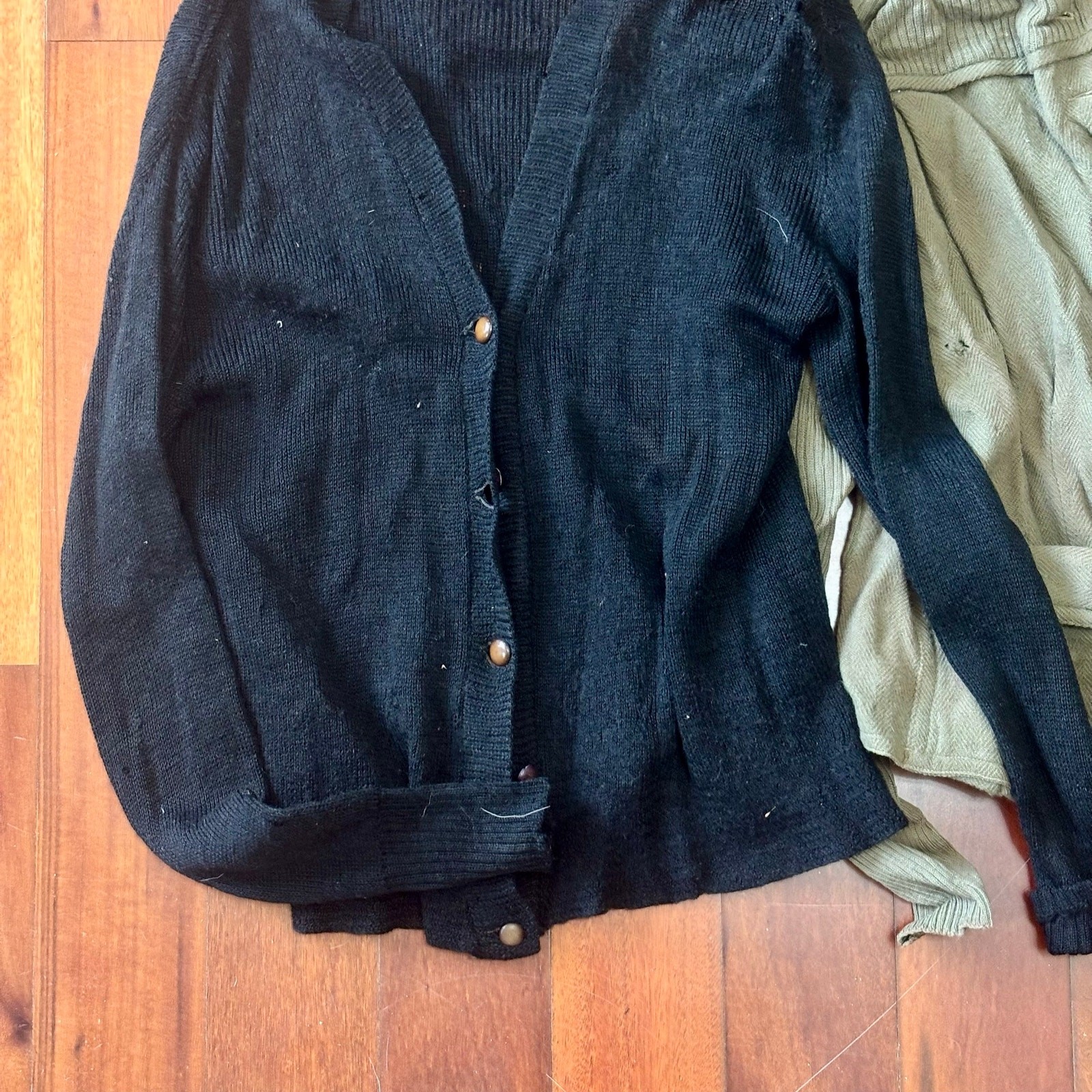 Vintage 1940s Wool Sweater Lot Black Green Wounded Bird As Is Repair Project