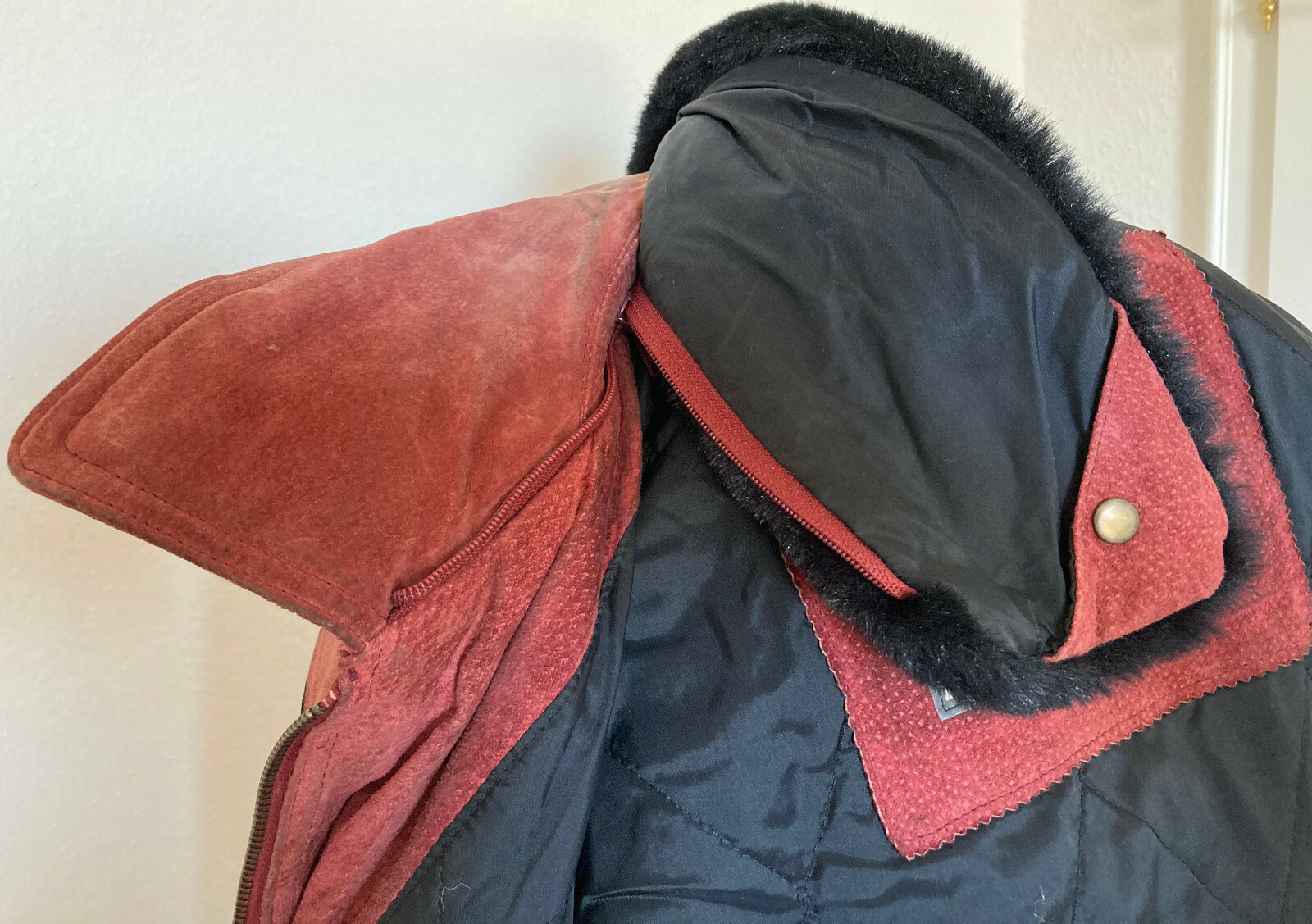 VINTAGE women’s LS original LEATHER SOUND leather jacket coat M WINE RED 90s