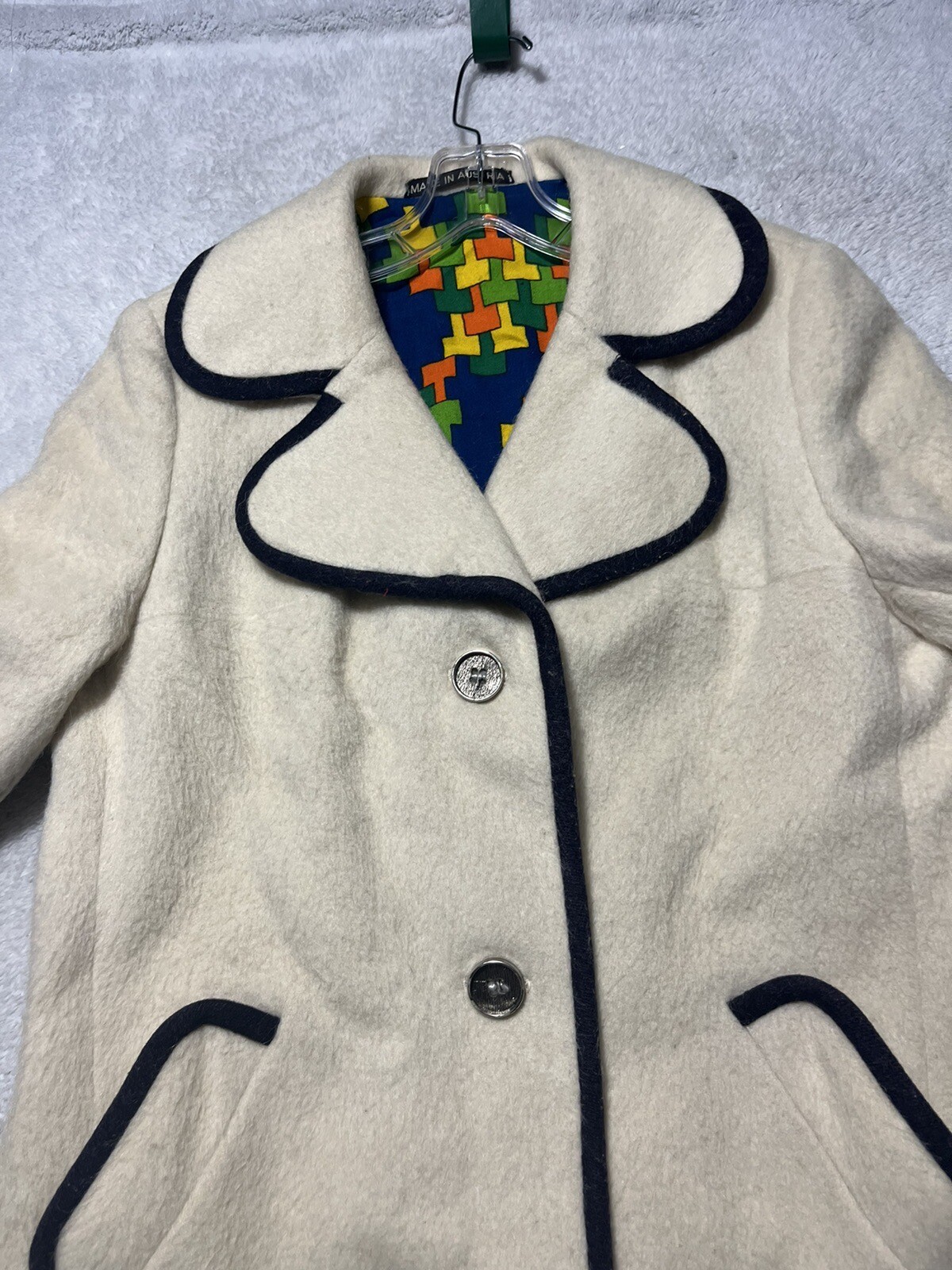 Vintage Pristine Lodenfrey 1842 Ivory Wool Outdoor Peacoat Australia Size 14.