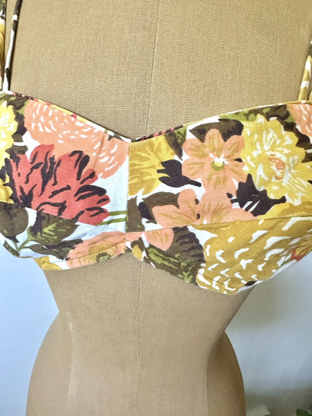 Vintage 1950-1960’s Floral Bathing Suit Top, Bullet Bra Styling