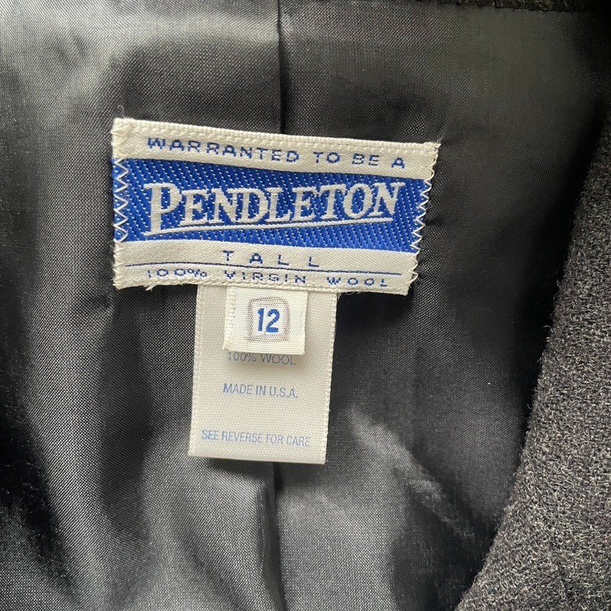 Vintage Pendleton Women’s Black Wool Double Breasted Blazer USA Vintage 12 Tall