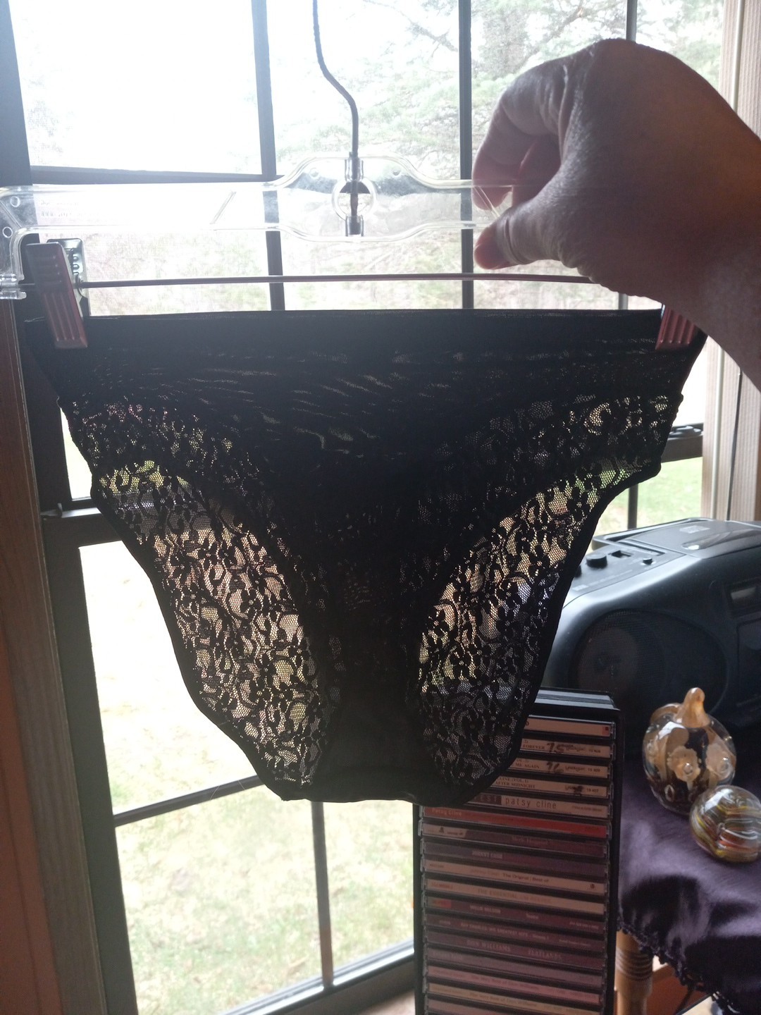 Vintage Super Skin Tight Nylon Lycra Black Glossy And Lace Panty Dance Panties
